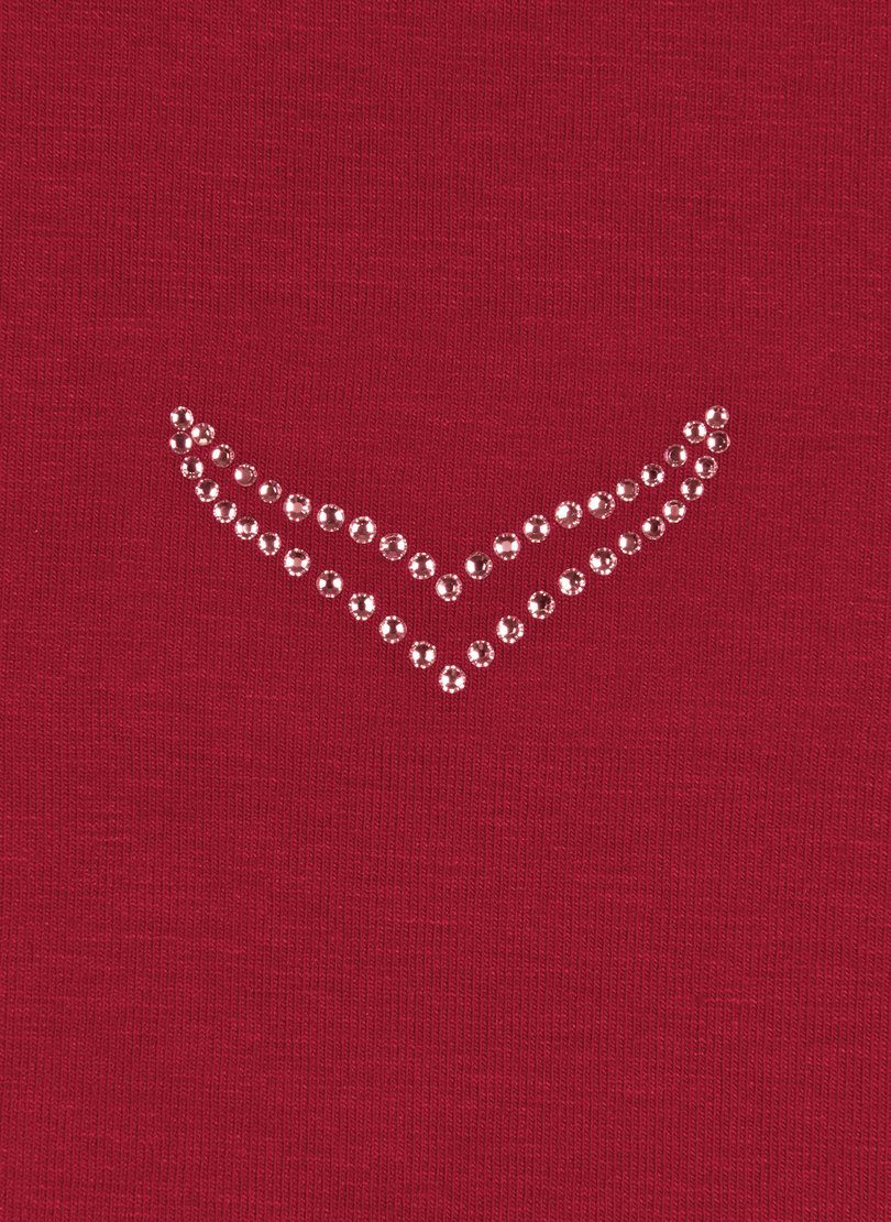 TRIGEMA rubin T-Shirt Trigema mit Long-Shirt edlen Strass-Steinen