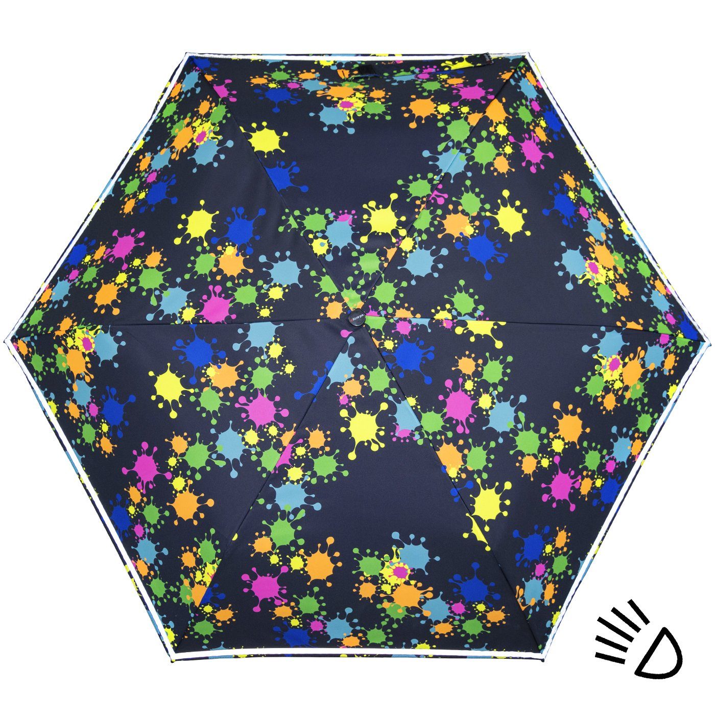 Reflexborte, Sicherheit reflective Knirps® Schulweg, bunte mit Kinderschirm Taschenregenschirm auf dem 4Kids Paintdrops