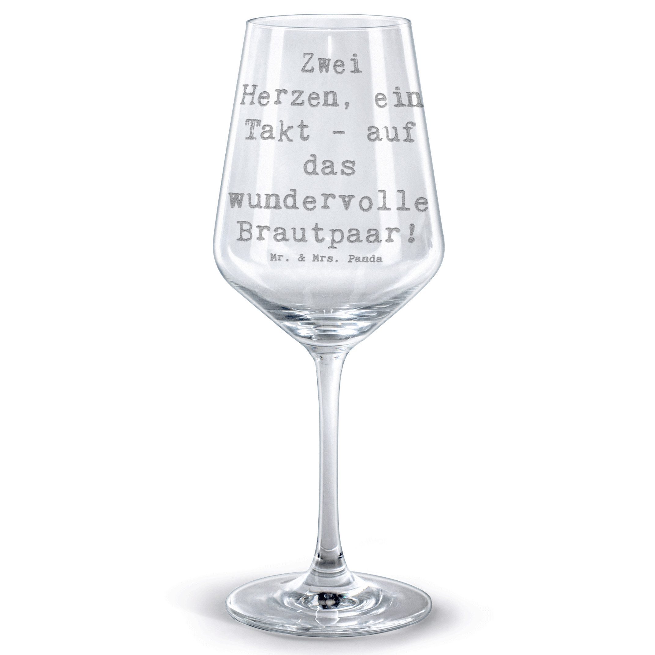 Rotweinglas Spruch Brautpaar Herzen - Transparent - Geschenk, Heirat, romantisch