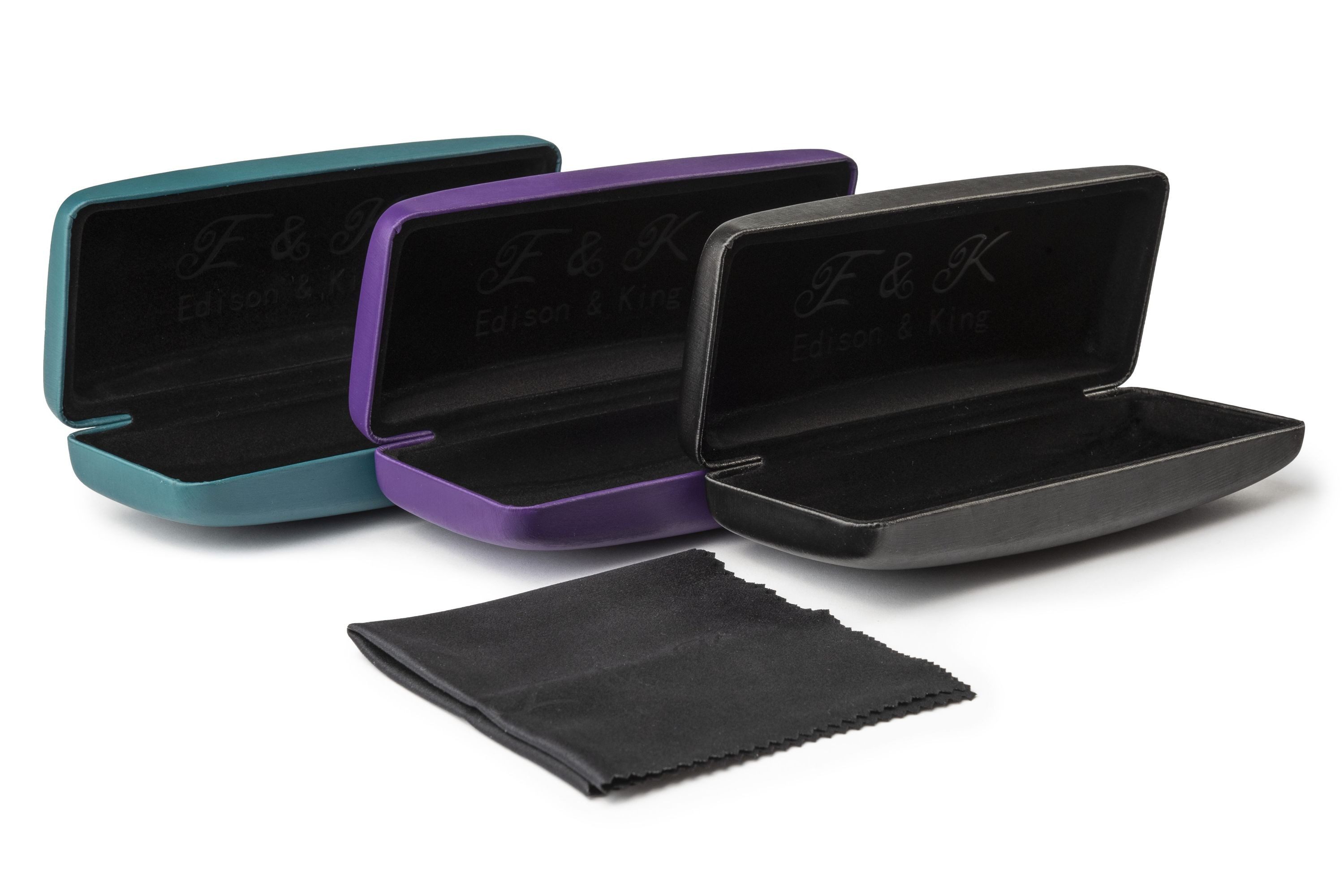 Edison & King Brillenetui Brillenetuis im 3er-Pack, hardcase - schwarz, türkis und lila
