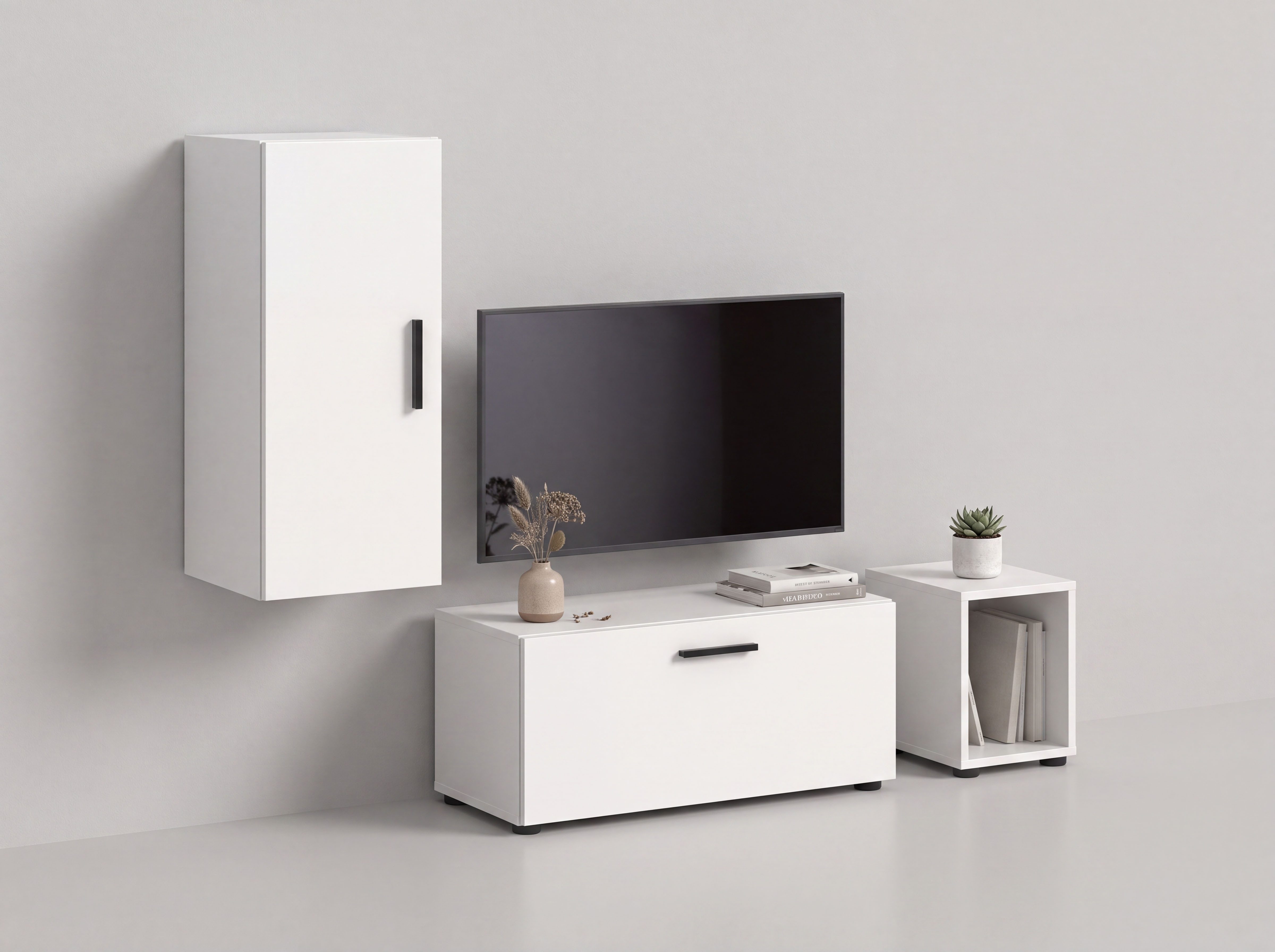 Home affaire Schrank-Set ENESTE, 3-teilig, in verschiedenen Farben, individuell kombinierbar, (verschiedenste Kombinationmöglichkeiten, stehend oder hängend), Stauraumelement, Kombination, Wohnkombination, Schrankwand, Lowboard