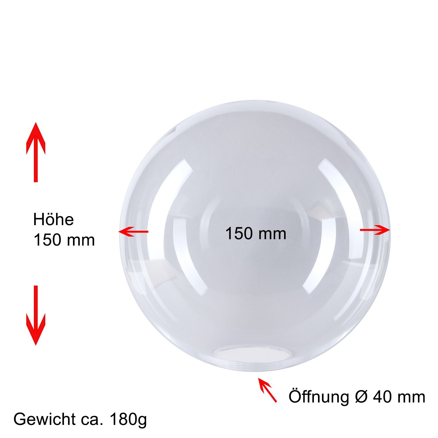 Home4Living Lampenschirm Kugelglas Lampenglas Ersatzglas Ø 150mm Klar, Blas günstig online kaufen