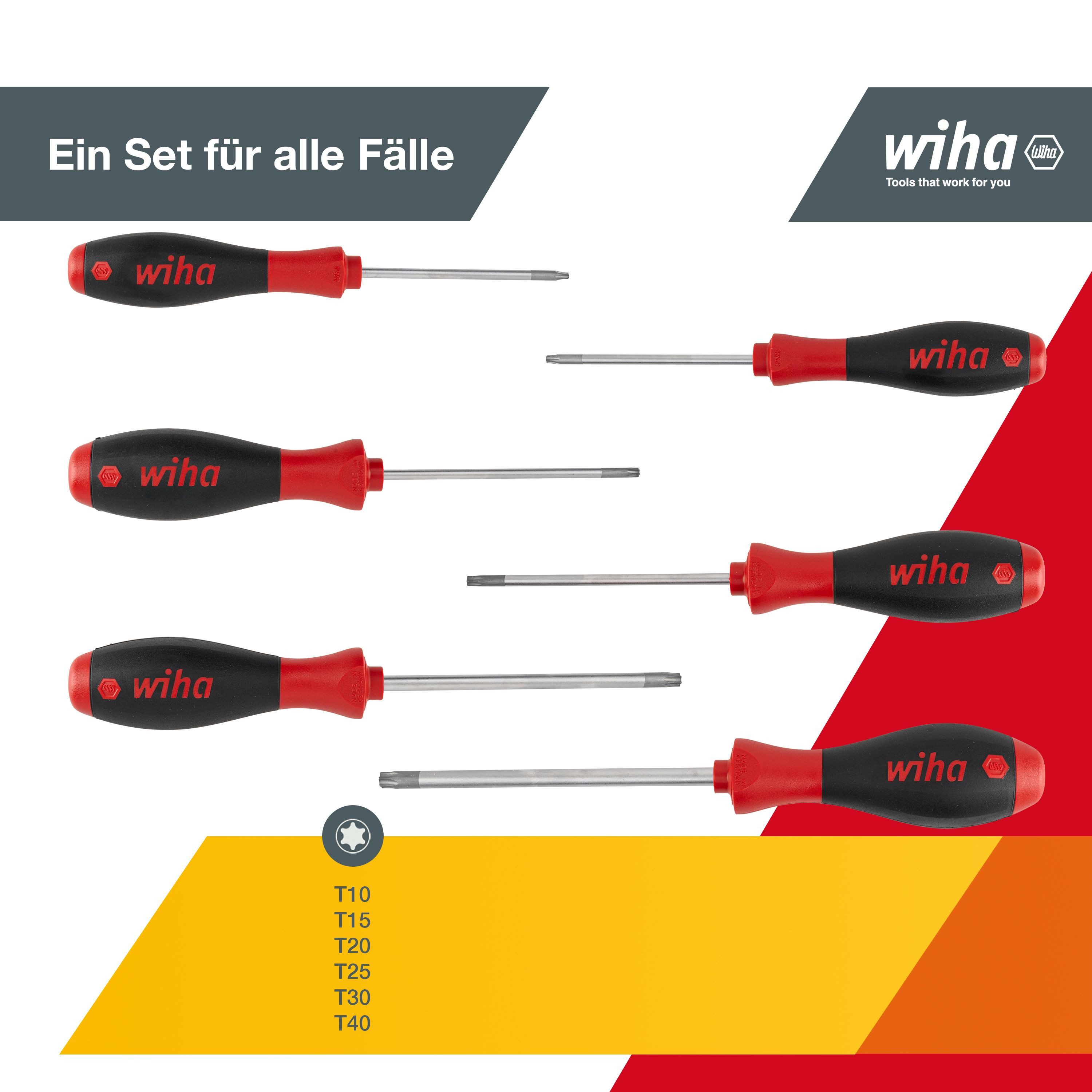 Wiha Schraubendreher SoftFinish (07155) - 6 tlg., Schraubenzieher, TORX