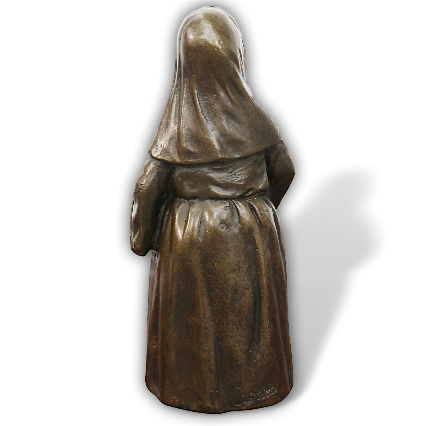 Aubaho Dekoobjekt Skulptur Tischglocke Nonne Antik-Stil Kloster Br Glocke Bronzeskulptur