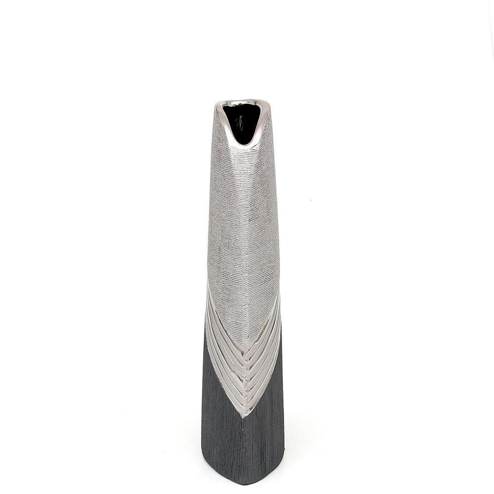 Dekohelden24 Dekovase Edle moderne Deko Designer Keramik Vase in silber- (1 günstig online kaufen