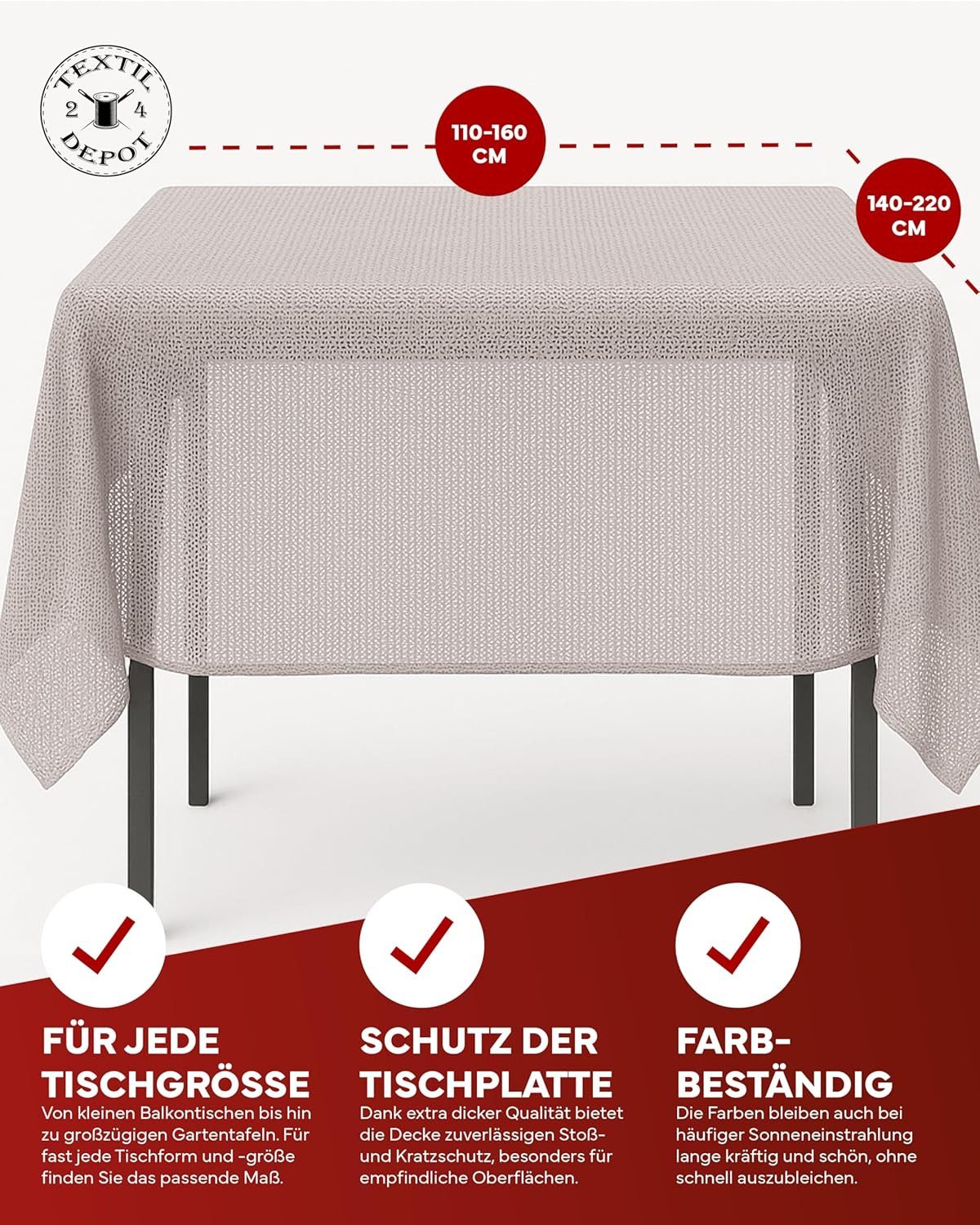 texpot Tischdecke Gartentischdecke Schaum PVC Weichschaum (1-tlg) – Bild 2 von 5