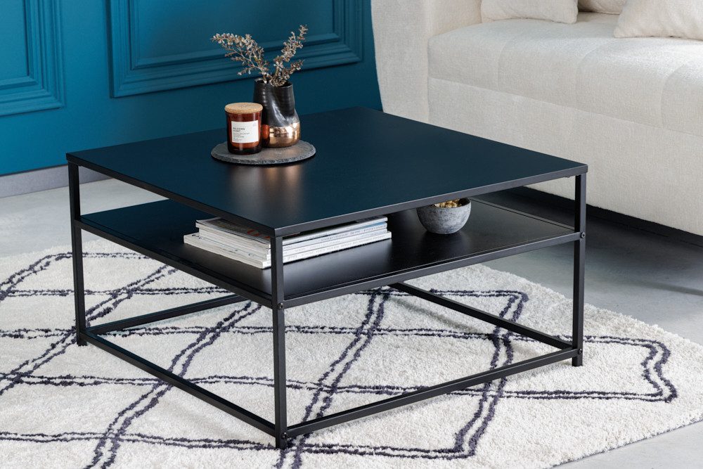 riess-ambiente Couchtisch DURA STEEL 70cm schwarz - Metall, 2 Ablagen, pulverbeschichtet (Einzelartikel, 1-St), Industrial Design mit viel Stauraum – ideal für Sofa & Loungebereich