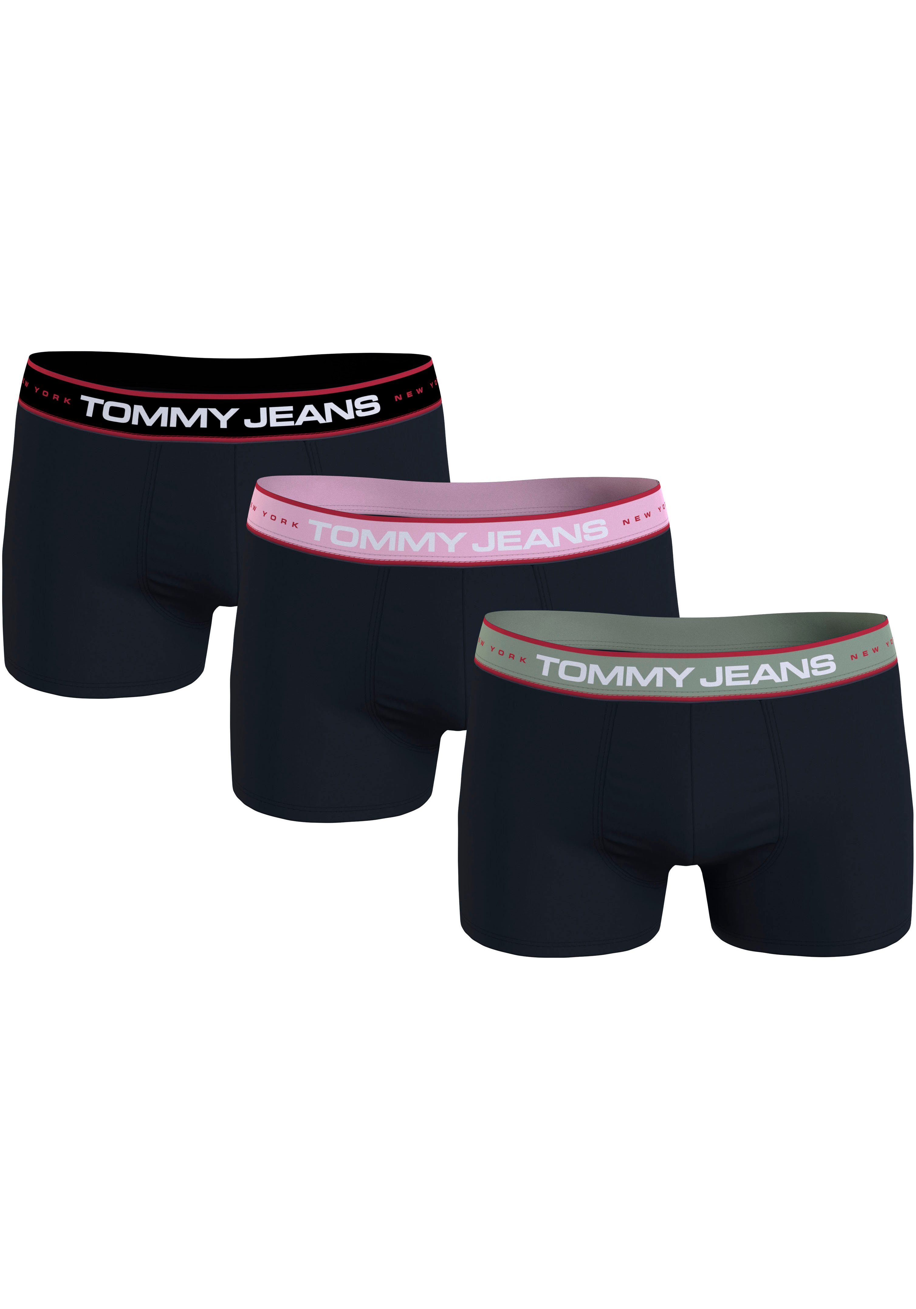 elastischem 3P TRUNK Trunk Orchid/Olive Tommy Underwear Logo-Bund Black/Pink (Packung, WB DIFF Green Hilfiger mit 3-St., 3er-Pack)