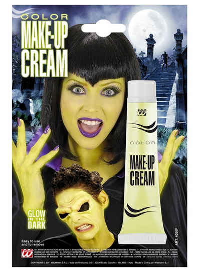 Widdmann Theaterschminke Make-up Tube UV gelb, 28 ml leuchtende Schminkcreme für Fasching und Halloween