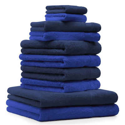 Betz Handtuch Set 10-TLG. Handtuch-Set Premium 100% Baumwolle 2 Duschtücher 4 Handtücher 2 Gästetücher 2 Waschhandschuhe Farbe Royal Blau & Dunkel Blau, 100% Baumwolle, (10-tlg)