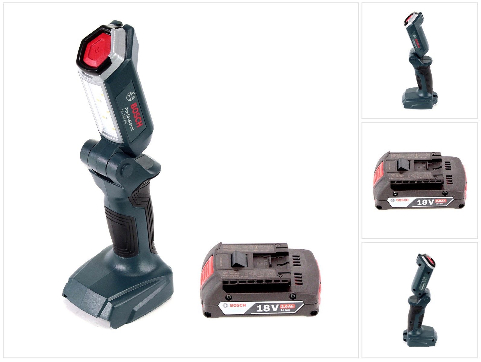 Bosch Professional Baustrahler GLI 18V-300 Akku LED Lampe 18V 300lm + 1x 2,0Ah Akku - ohne Ladegerät