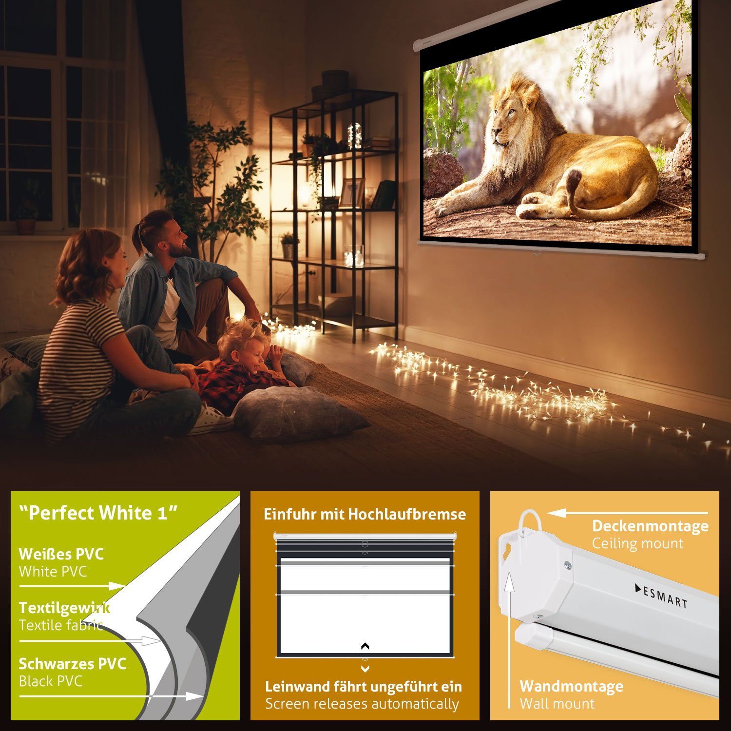 ESMART ESMART Germany Rollo Leinwand Rolloleinwand (Economy EXR) – Bild 3 von 5