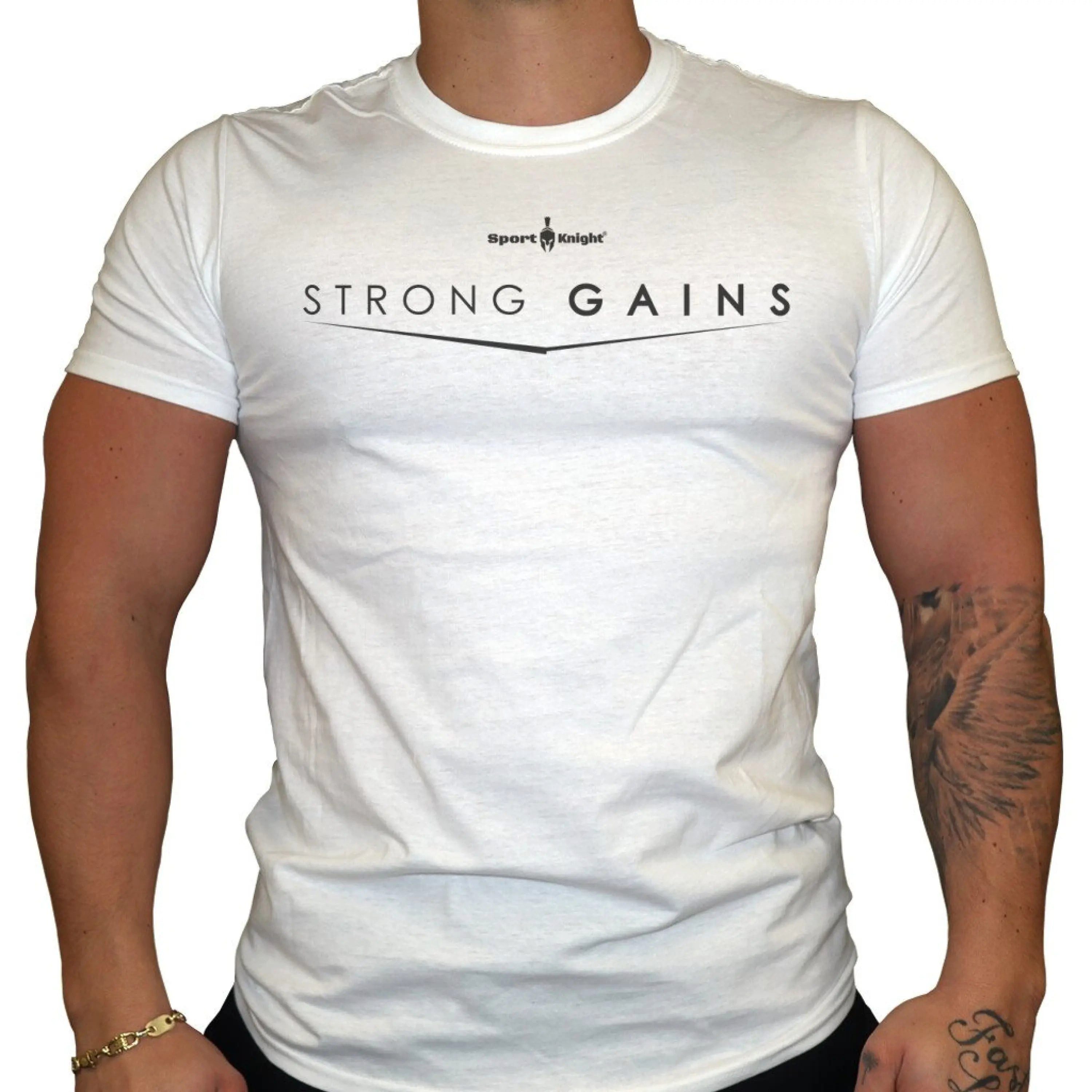 T-Shirt Sport-Knight® Herren Fitness T-Shirt "Strong Gains"
