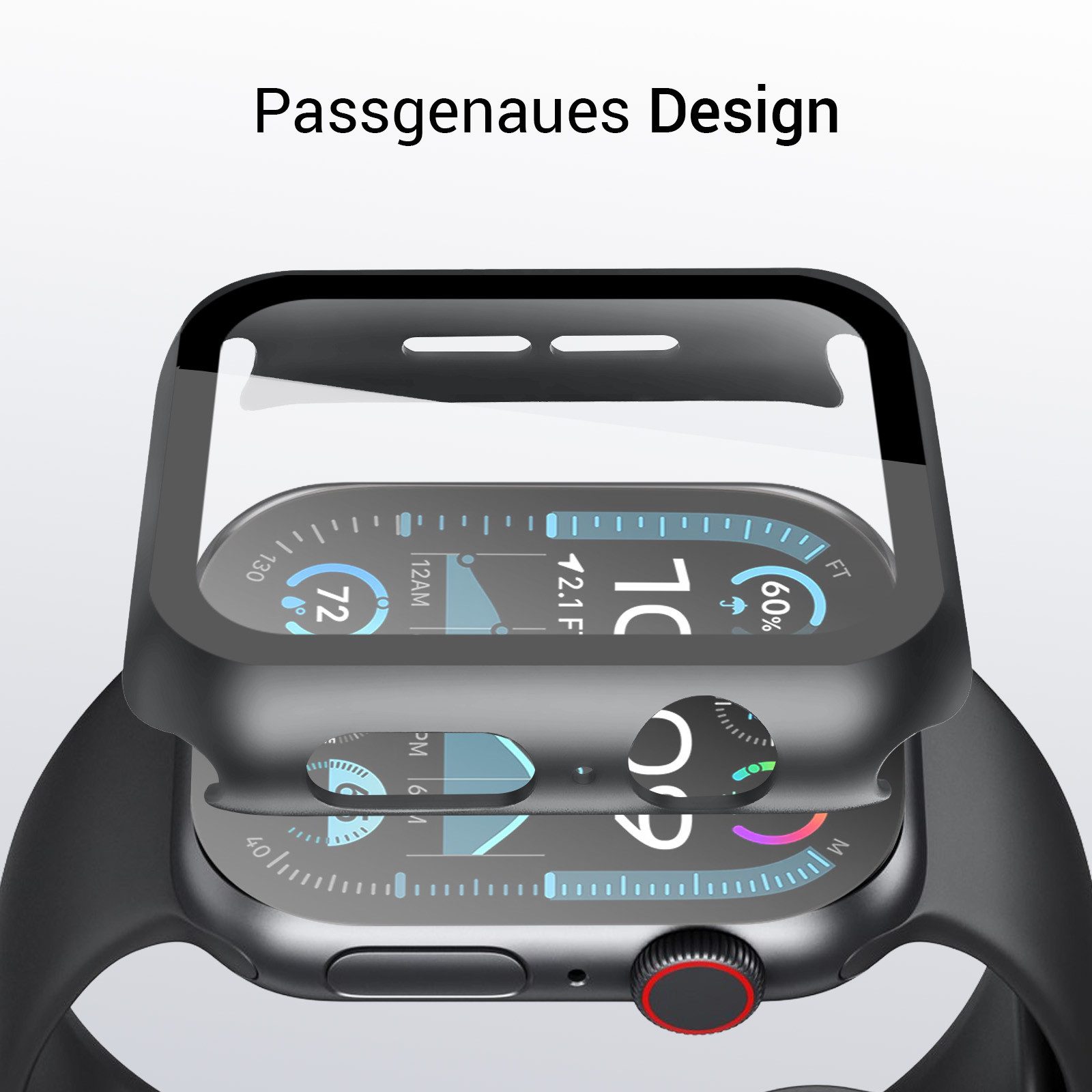 Tec-Expert Smartwatch-Hülle Hülle mit Displayschutz für Apple Watch 4 / 5 / 6 / SE 1-3 40 mm 40 mm, Rundum Schutz Cover Case Bumper stoß-und kratzfest robust – Bild 4 von 5