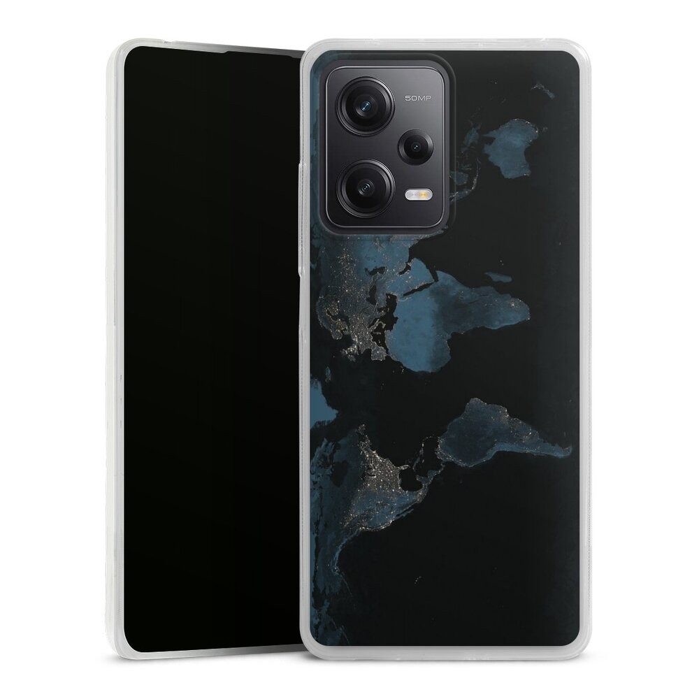 DeinDesign Handyhülle Weltkarte Landkarte Nacht Nightlight Worldmap, Xiaomi Redmi Note 12 Pro 5G Slim Case Silikon Hülle Ultra Dünn