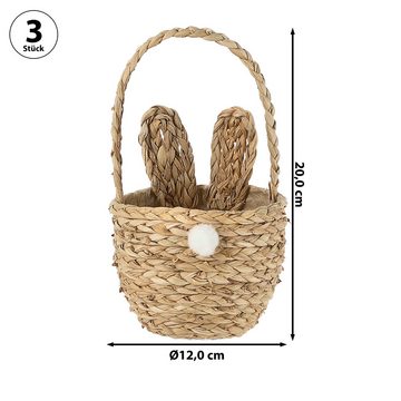 CEPEWA Osternest Osterkorb Henkel Hasenohren 3er Set 12x20cm Getreidestroh Maisblatt