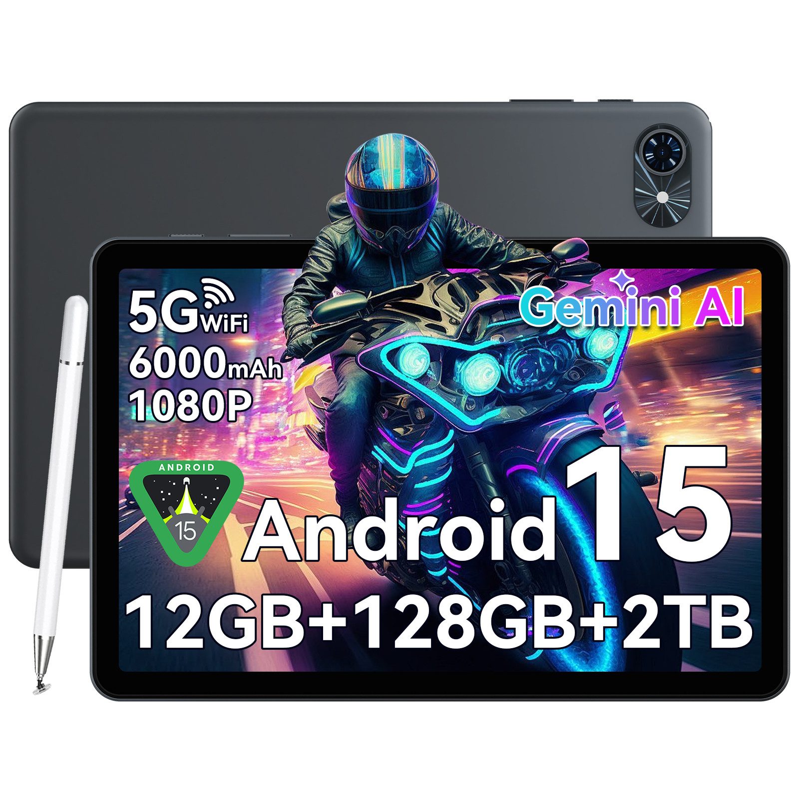 TABWEE T80 2025 Android15 incl. Stift Tablet (10.1", 64 GB, 5G wifi, Android 15, Gemini AI, PC-Modus)