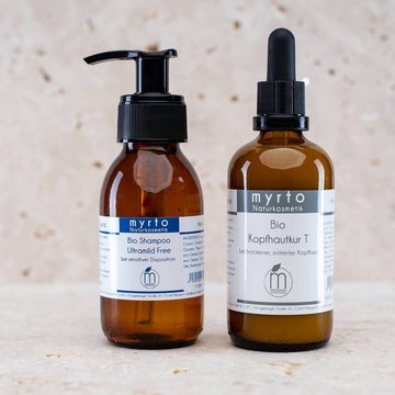 myrto Naturkosmetik Kopfhaut-Pflegeshampoo Natur Bio Shampoo Ultramild Free - bei sensibler Kopfhaut, frei von Duftstoffen, Alkohol, Konservierungsstoffen, Palmöl