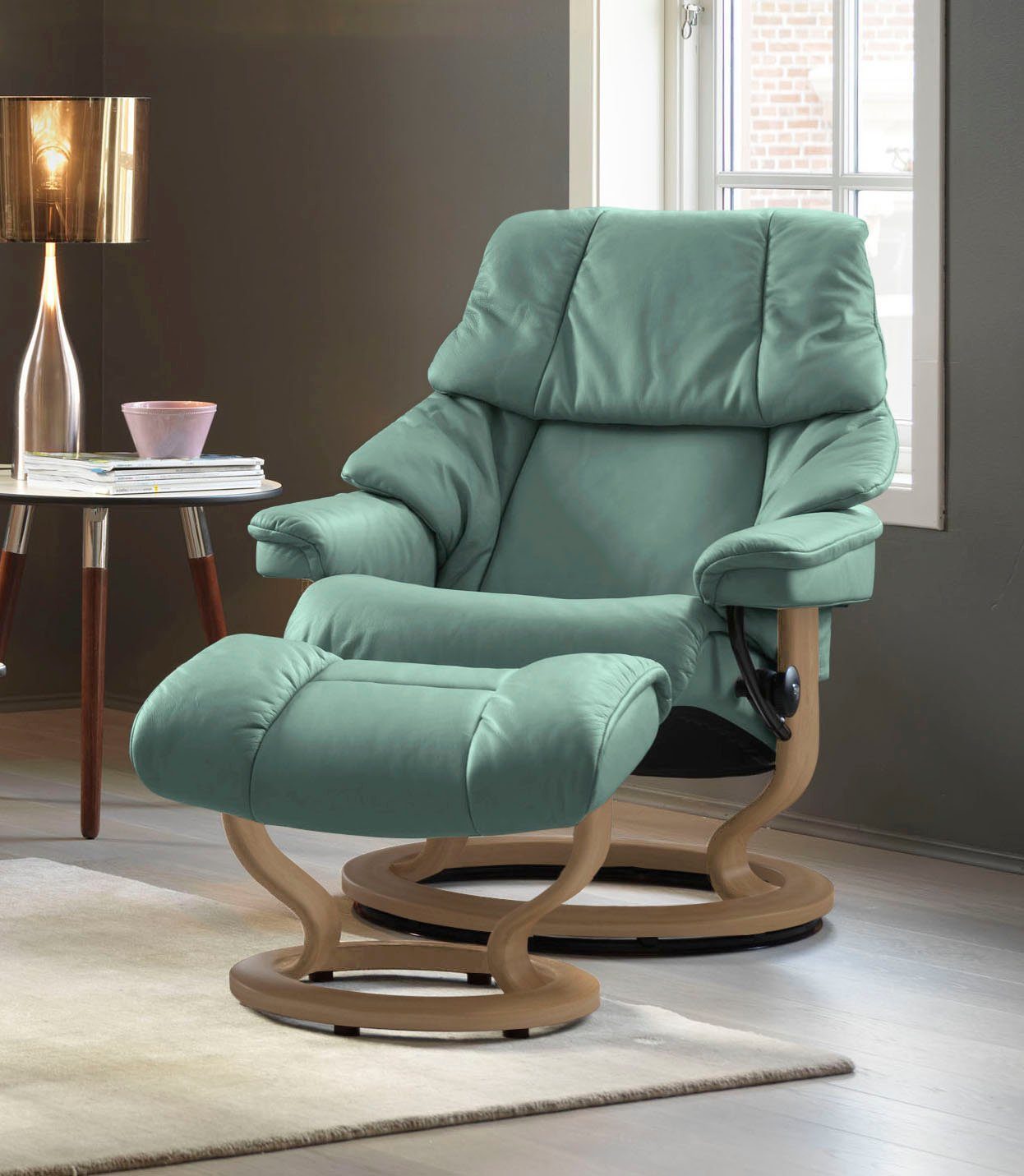 Stressless® Relaxsessel Reno (Set, Relaxsessel mit Hocker), mit Hocker, mit Classic Base, Размер S, M & L, Gestell Eiche