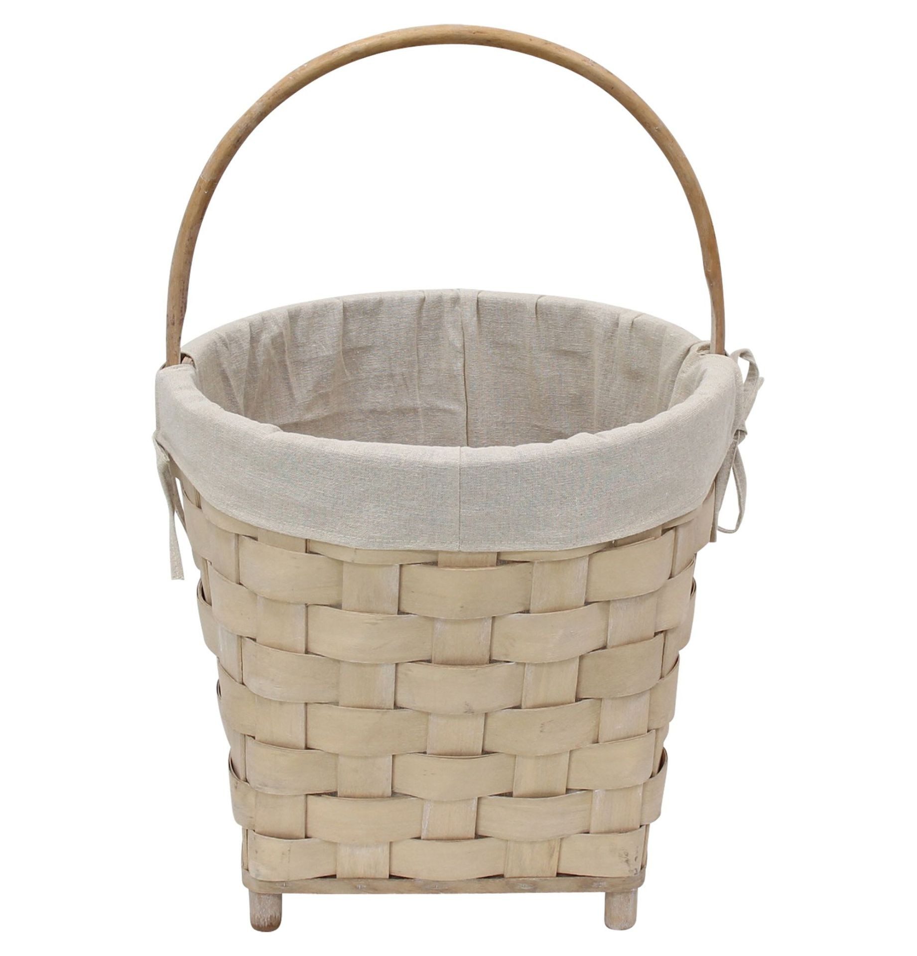 Dekoleidenschaft Aufbewahrungskorb "Beige" aus Holzspan geflochten, großer Korb 43x40x40 cm, Flechtkorb, Tragekorb, Spielzeugkorb, Deckenkorb für Wohnzimmer