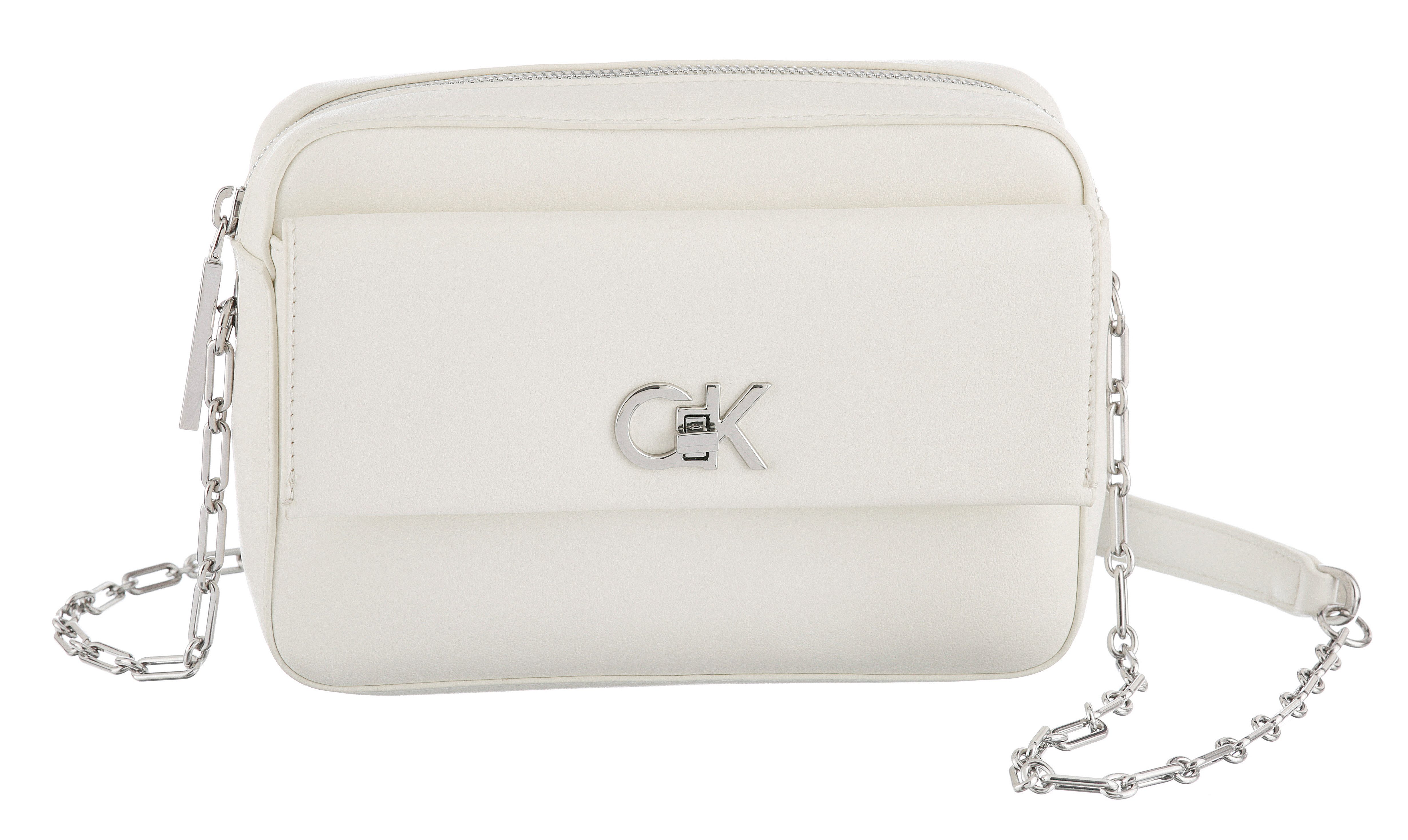 Calvin Klein Mini Bag CK RE-LOCK POCKET CAMERA BAG, kleine Umhängetasche, Damen Schultertasche mit Zierkette