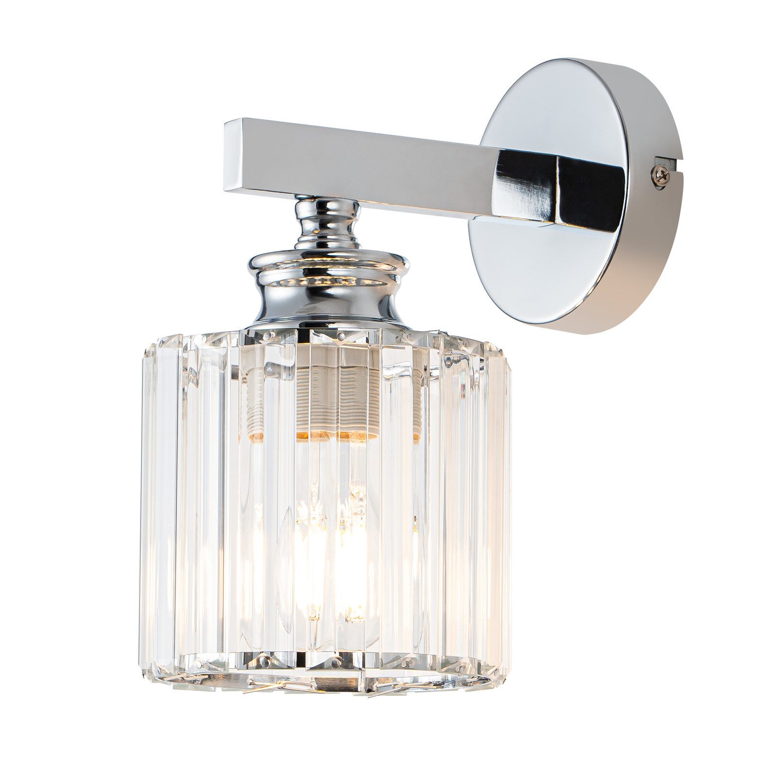 ZMH Wandleuchte Innen schwarz/chrom E27 Wandlampe Kristall Flurlampe, Augenschutz, ohne Leuchtmittel, Moderne Wand Nachttischlampe für Schlafzimmer Wohnzimmer Flur