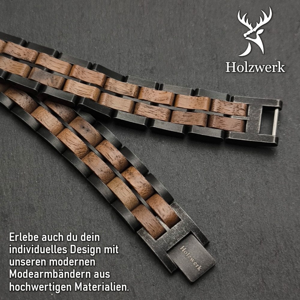 Holzwerk Edelstahlarmband Designer Holz Armband, Armkette Gliederarmband, Holz Unikate inkl. Armbandkürzer, ideal als Geschenk – Bild 4 von 5