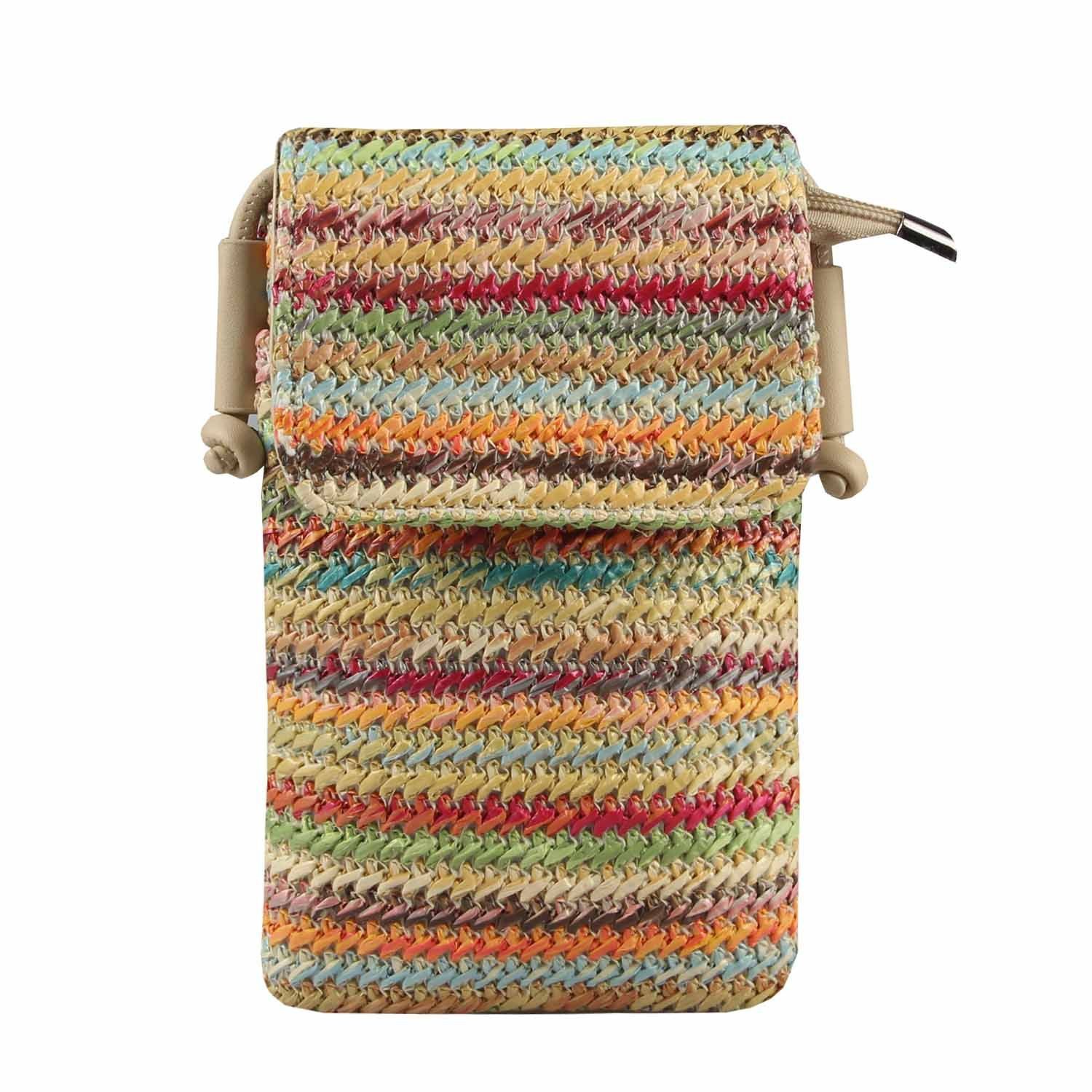 Geldbörse Damen Stroh Tasche Handytasche Crossbody Umhängetasche Strand Bodybag