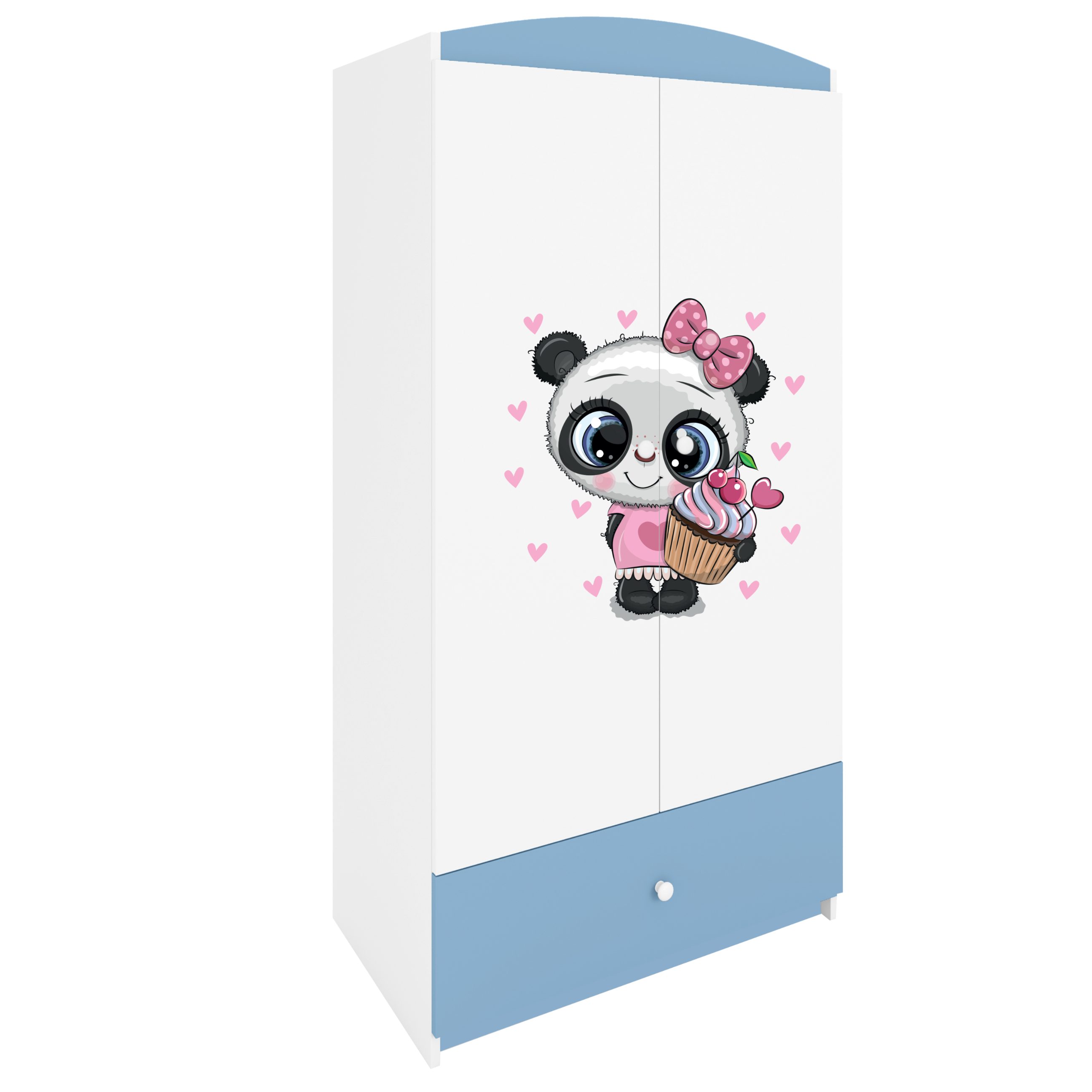 Raumhirsch Furniture Kinderkleiderschrank Babydreams Drehtürenschrank Kleiderschrank Panda Blau