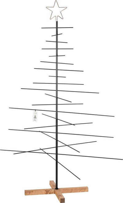 Fairytrees Künstlicher Weihnachtsbaum FT30, Metalltanne schwarz, Kupferfarbiger Stern