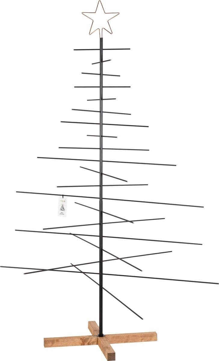 Fairytrees Künstlicher Weihnachtsbaum FT30, Metalltanne schwarz, Kupferfarbiger Stern