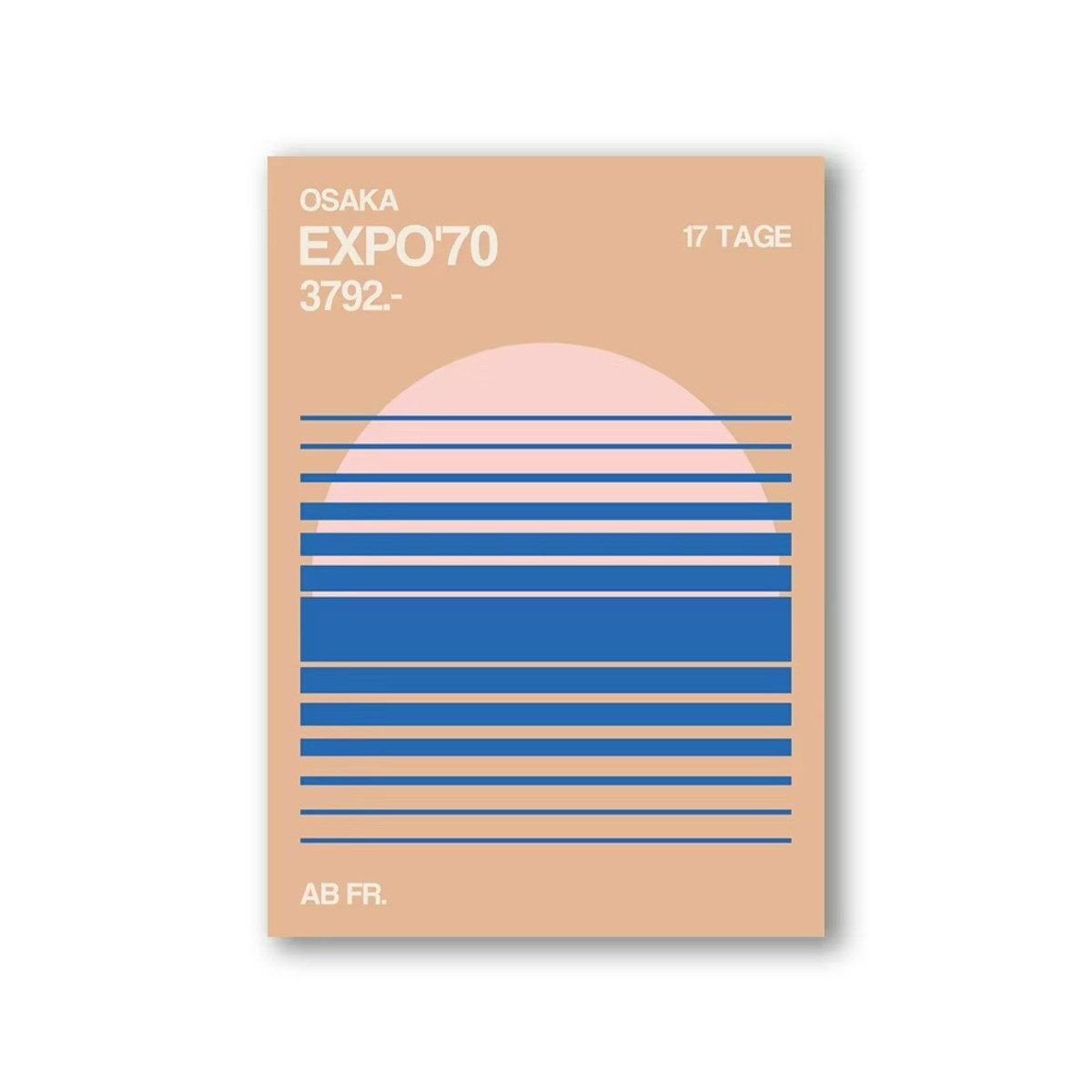 TPFLiving Kunstdruck (OHNE RAHMEN) Poster - Leinwand - Wandbild, Bauhaus Nordische Ästhetik Moderne Abstrakte Architektur Leinwand (Leinwandbild XXL), Farben: Gelb, Orange, Blau, Grau, Rot, Schwarz -Größe: 50x70cm