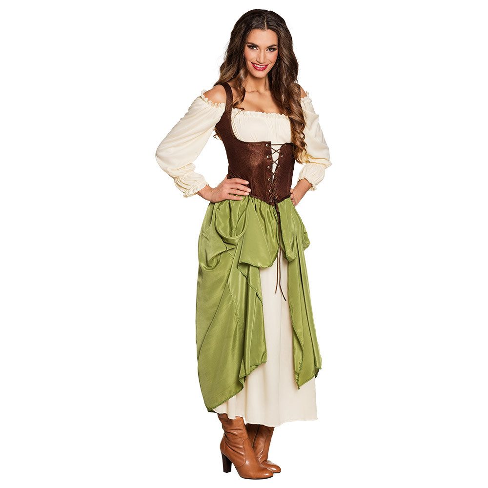 Boland Kostüm Mittelalter-Kostüm Bauermädchen Damen 2-teilig grün Kleid mit Korsage