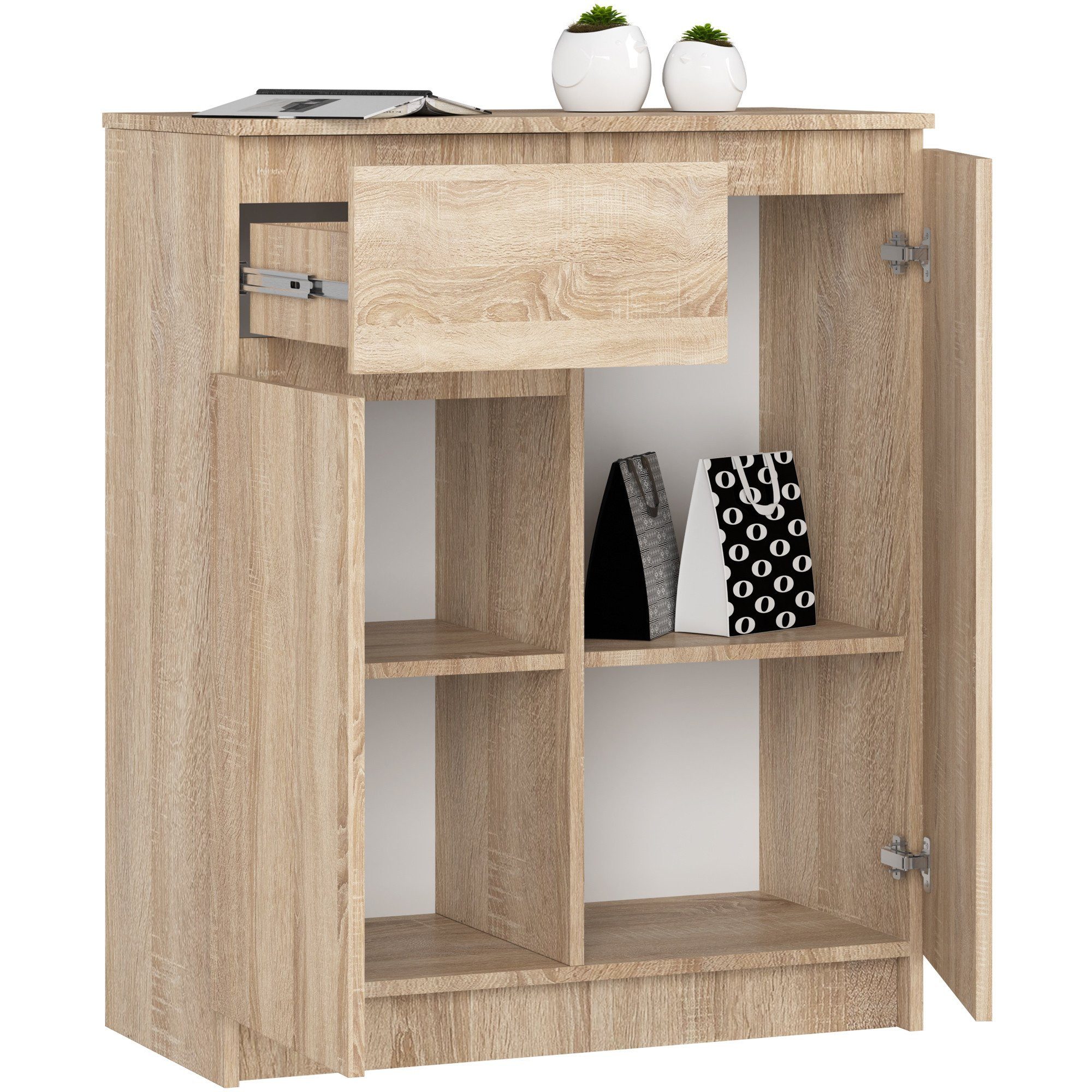 Raumhirsch Furniture Kommode mit 1 Schublade, zwei Schranktüren, 80 cm breit Holz Schrank, (viele Farbvarianten - Maße: 80 x 99 x 40 cm) Hochwertig & stabil