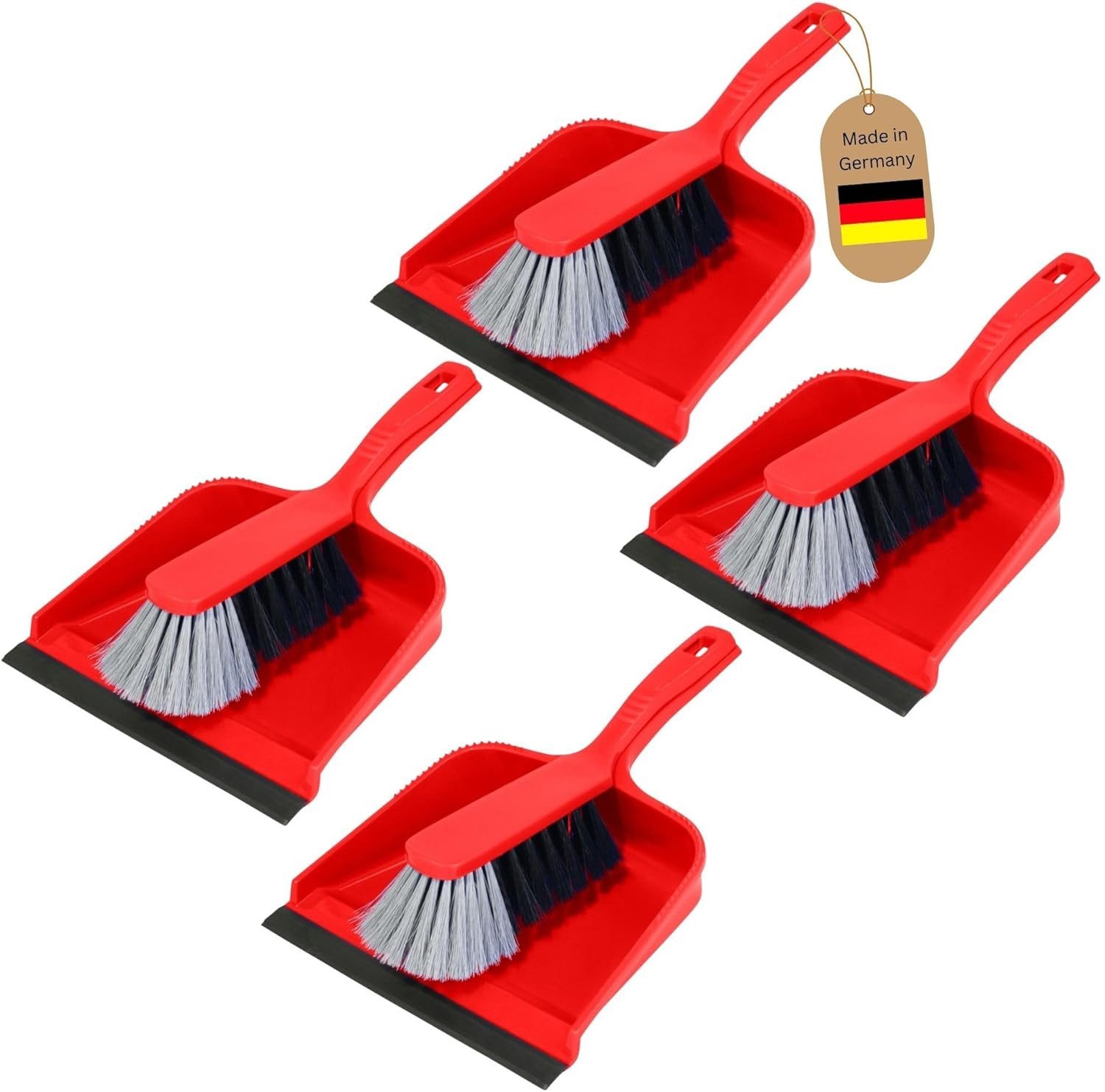 Novaliv Krümelkehrer 30660-4x, (4-tlg), Novaliv 4er Kehrblech Set Kehrblechgarnitur ROT Kunststoff Kehrblechbe