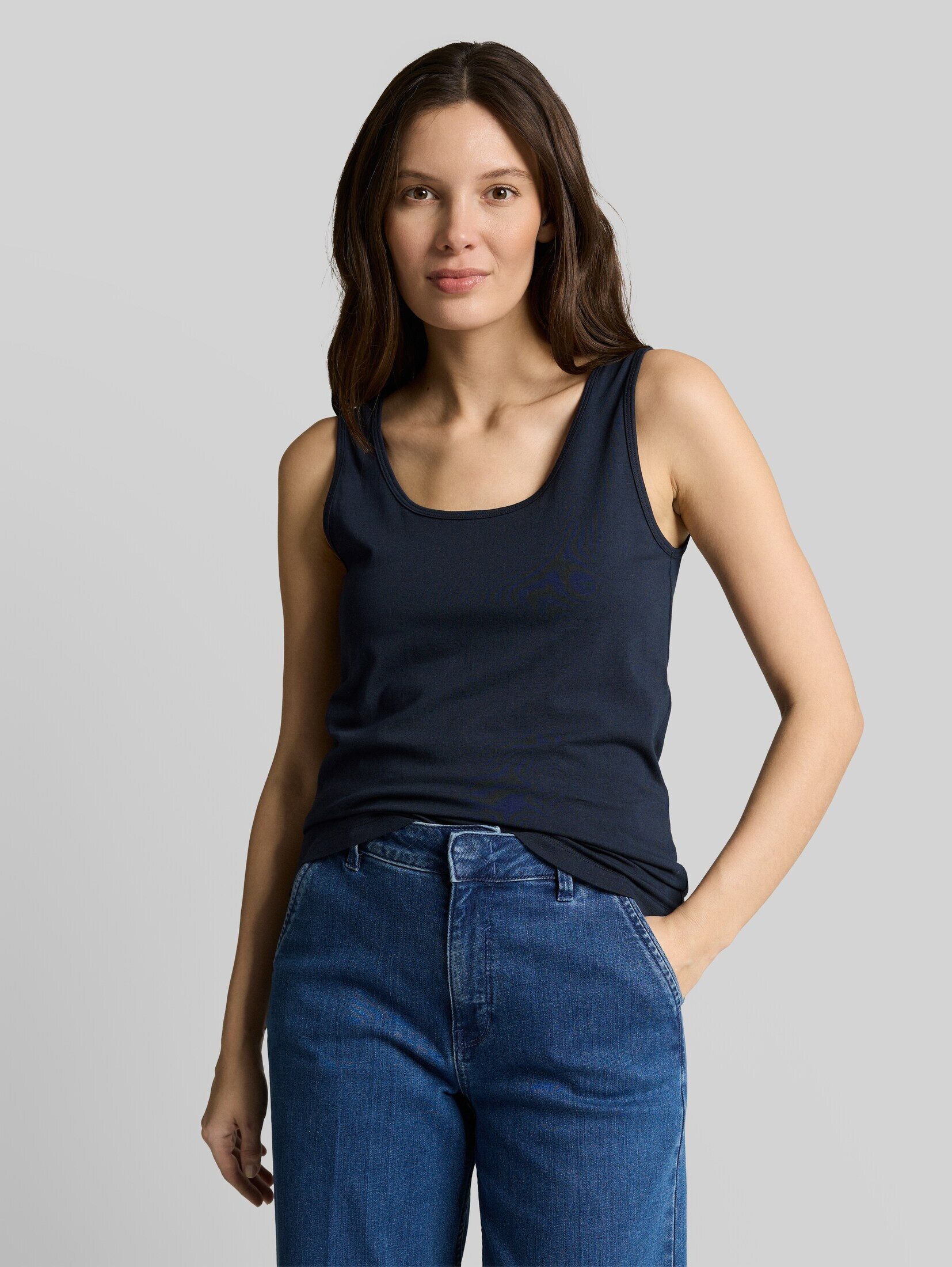 TOM TAILOR Trägertop T-Shirt (im Einserpack) Slim Fit Top mit Rundhalsausschnitt