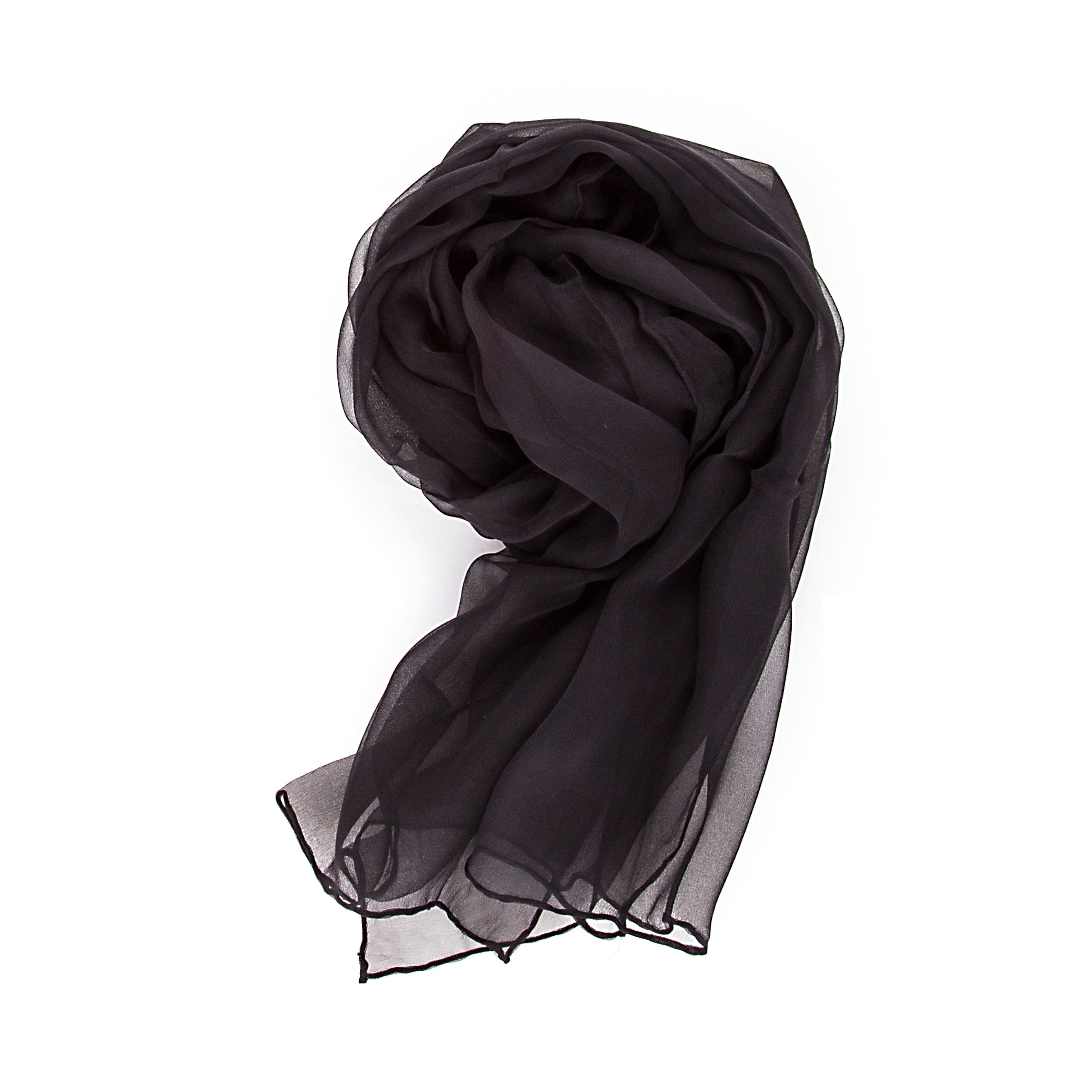 Seidenschal Seidenschal Halstuch Schal Chiffon Schwarz