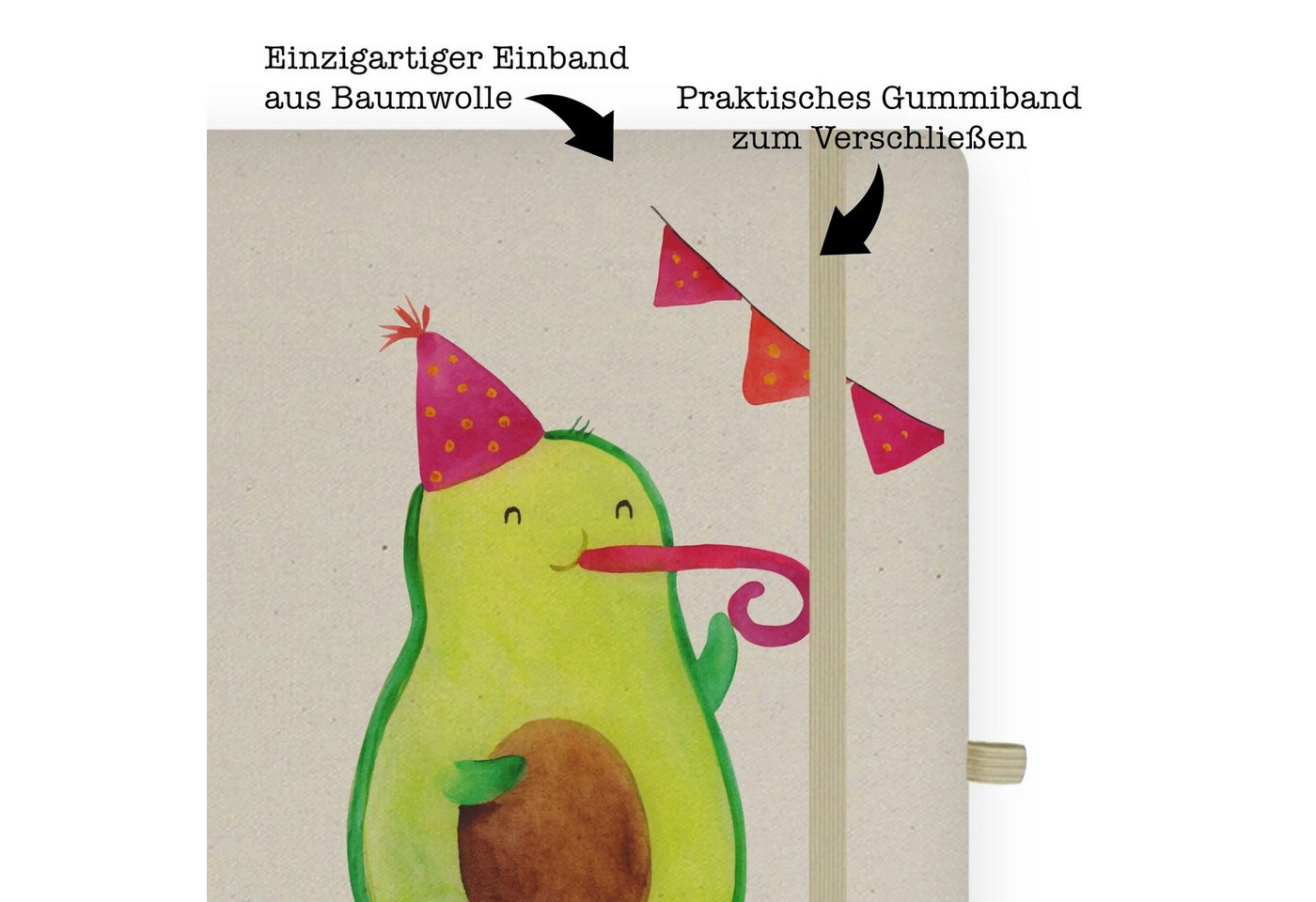 Thumbnail - Mr. & Mrs. Panda Notizbuch Avocado Party - Transparent - Geschenk, Feierei, Vegan, Notizbuch Mit Mr. & Mrs. Panda, Langl...