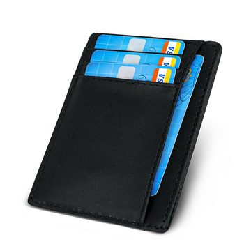 TAN.TOMI Geldbörse Kartenetui aus Leder, minimalistisches Portemonnaie mit RFID Schutz, Kompaktes Kartenetui