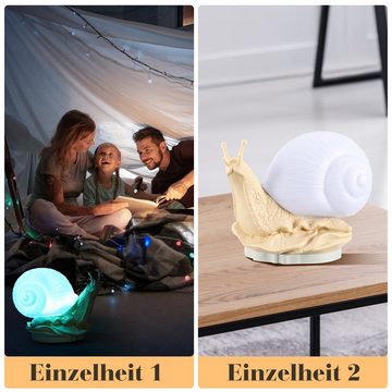 oyajia LED Nachtlicht LED Nachttischlampe Schneckenlampe, Dimmbar Tischlampe 24 Lichtfarben, LED fest integriert, bunt + warmweiß, Stromversorgung über USB-Kabel, für Schlafzimmer Kinderzimmer