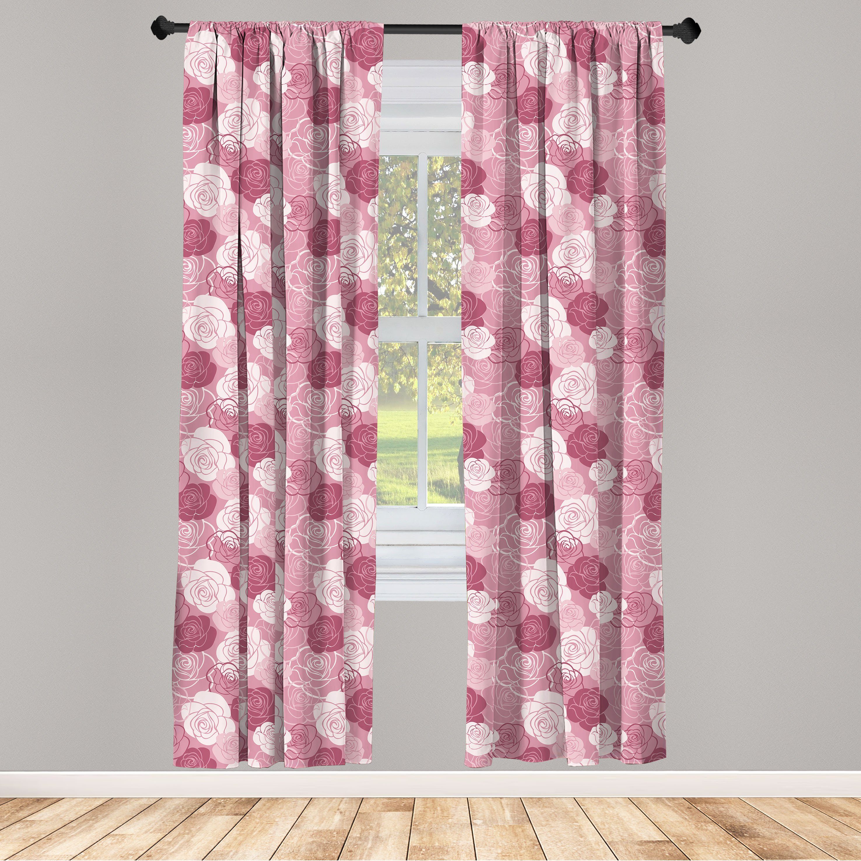 Romantisches Schlafzimmer Rose Abakuhaus, Wohnzimmer Gardine Blumen Petal-Motiv Microfaser, Dekor, Vorhang für