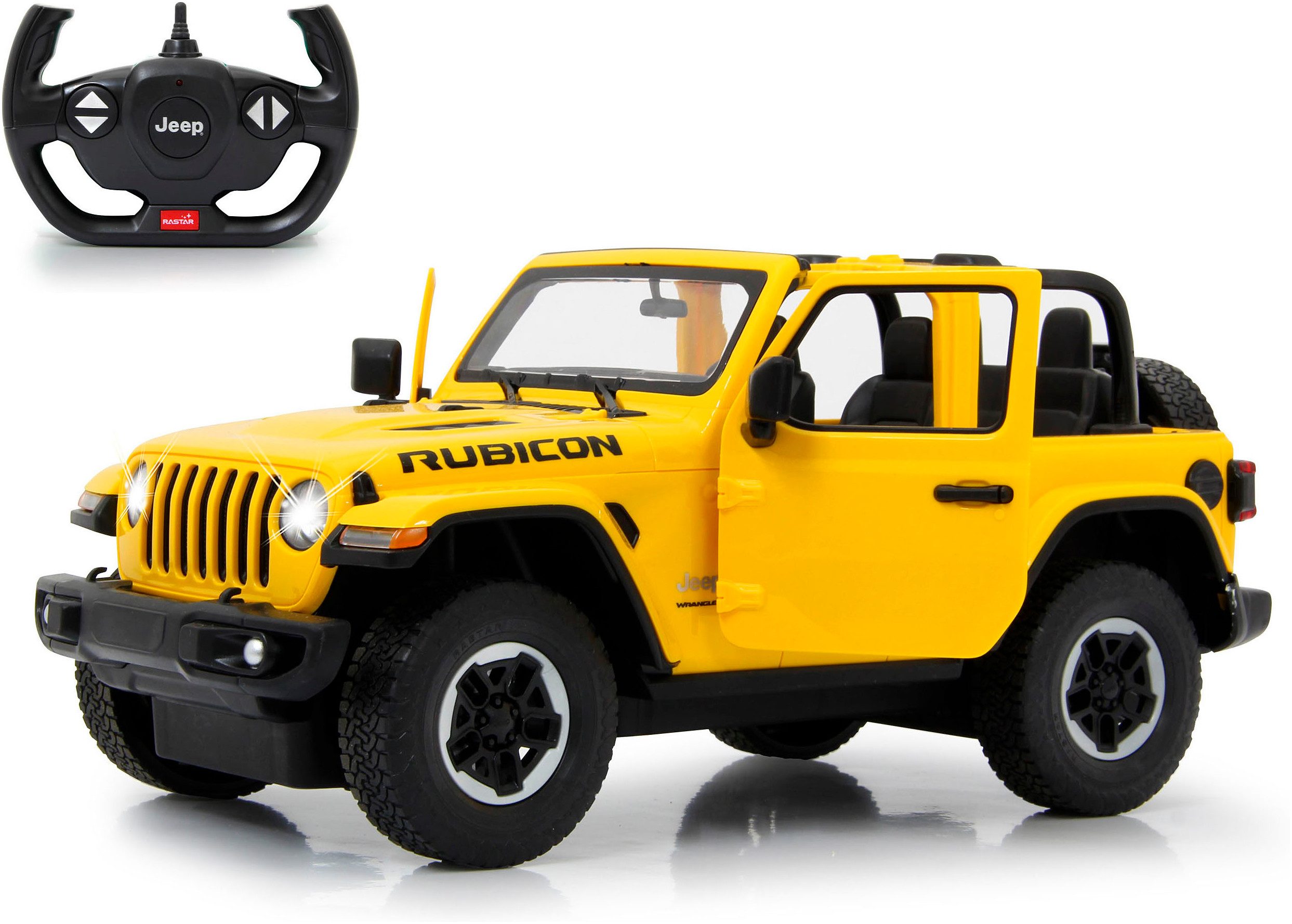 Jamara RC-Auto Deluxe Cars, Jeep Wrangler JL, 1:14, gelb, 2,4GHz, mit LED-Licht
