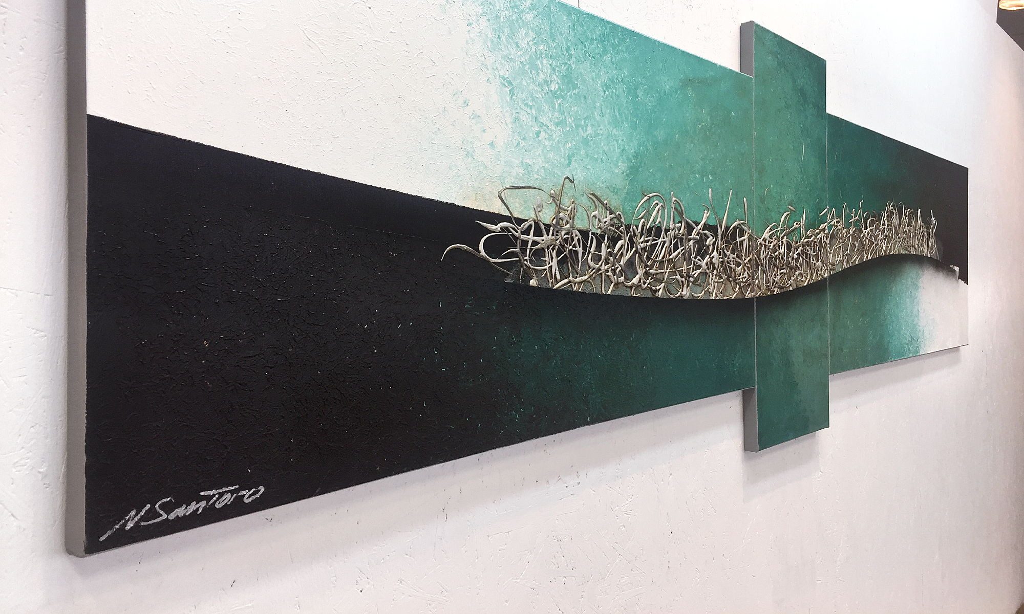 WandbilderXXL XXL-Wandbild The Wave 230 x 70 cm, Abstraktes Gemälde, handgemaltes Unikat