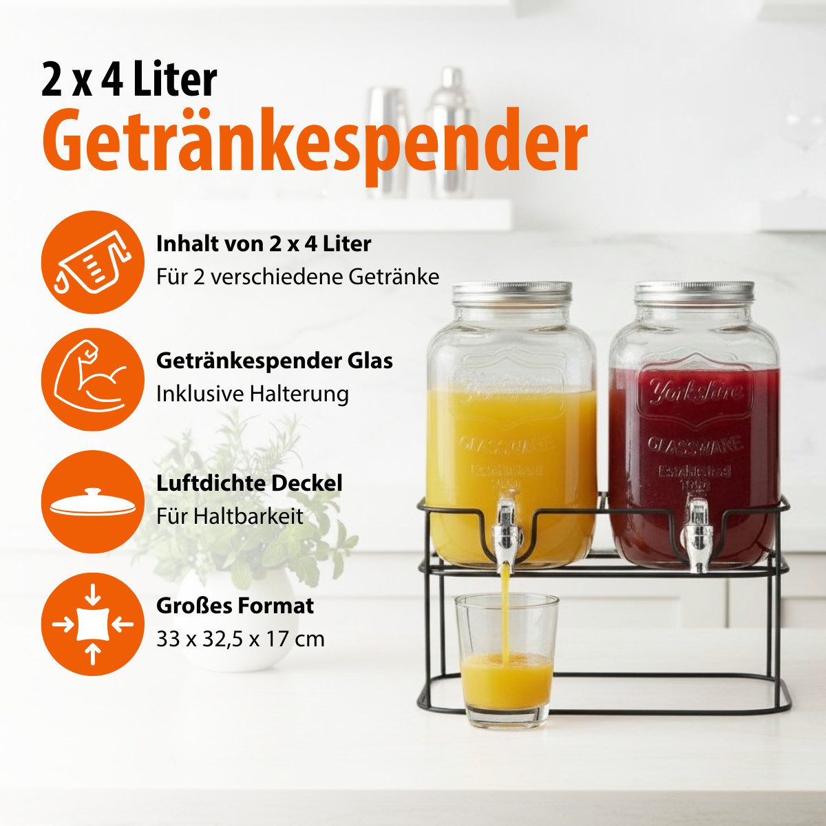 CUISINE ELEGANCE Getränkespender Cuisine Elegance DoppelSpender 2x 4L