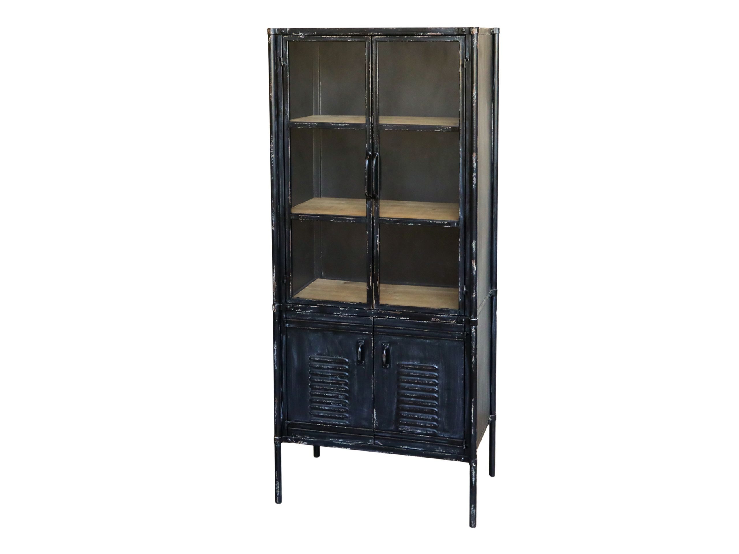 Chic Antique Vitrine Vitrine Alissa Vintage Spind Metall Glas Holz
