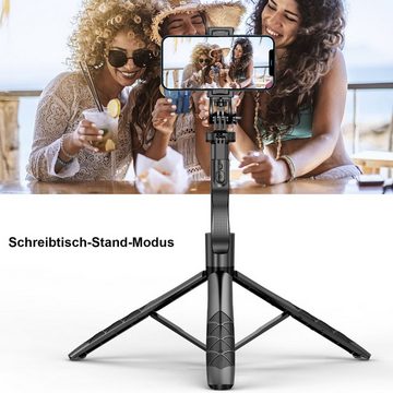 KINSI Selfie-Stange, Bluetooth Selfie Stock Stativ, mit 2 Stück Aufhelllicht Gimbal (Selfiestick (3 in 1 Mini Selfiestick)