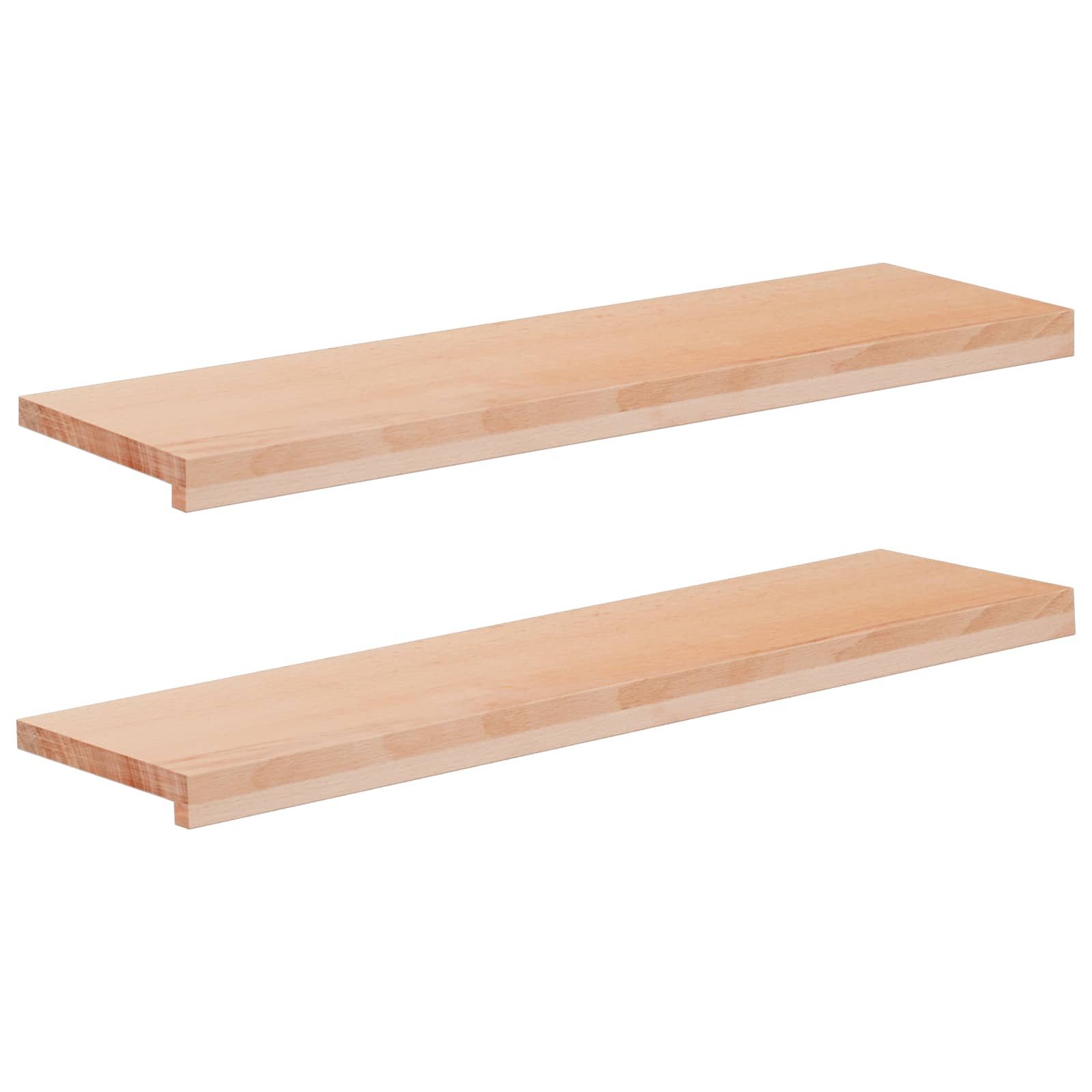 vidaXL Fensterbank Fensterbänke 2 stk. Natur 100 x 25 x 2 cm Massivholz Buche
