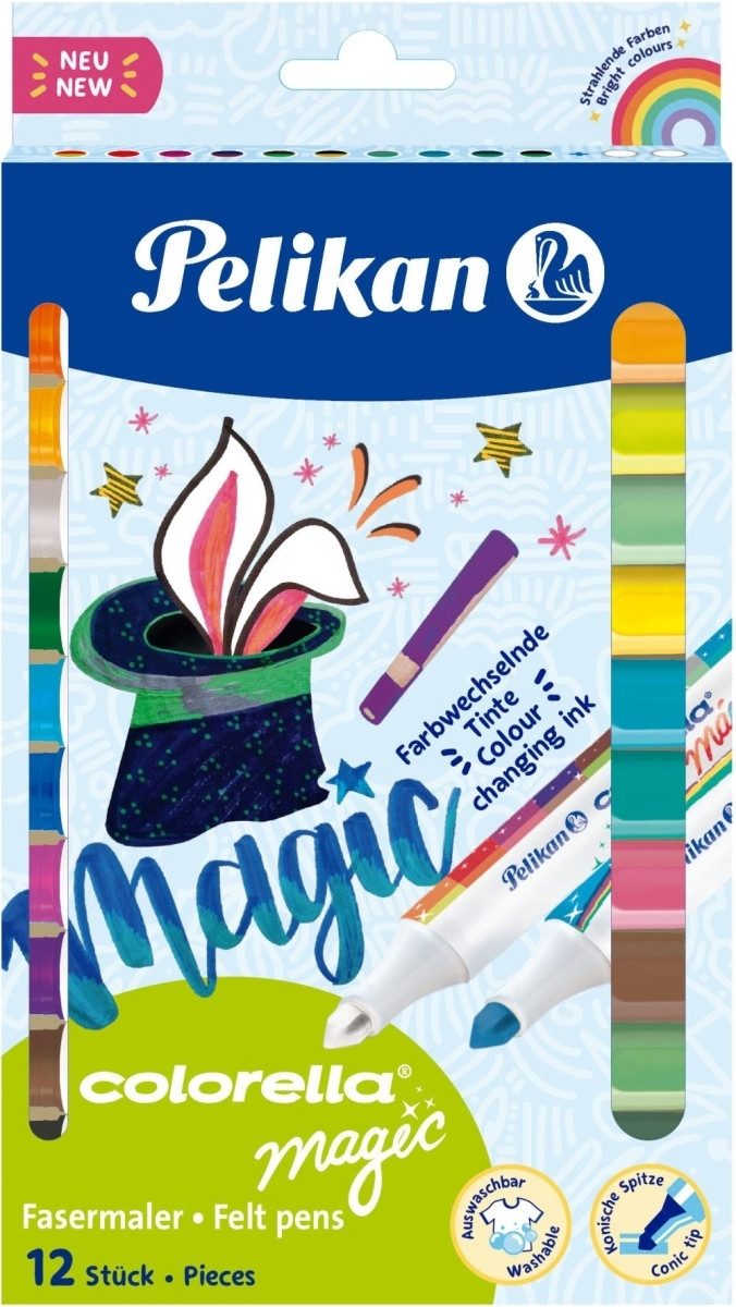 Pelikan Filzstift Fasermaler Colorella Magic 411/FS VE=10 Farben + 2 Zauberstifte