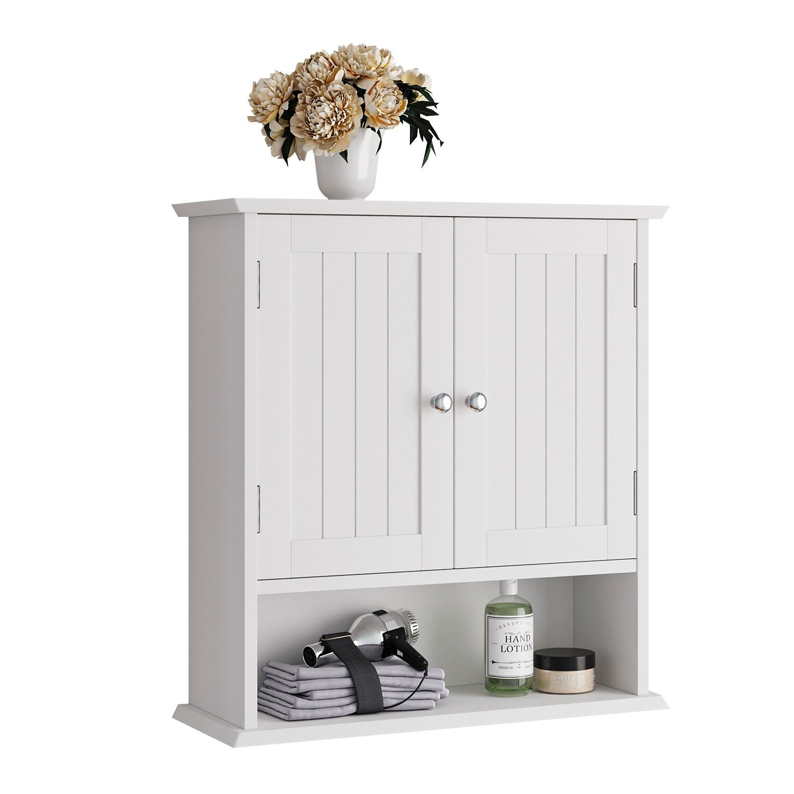 Yorbay Hängeschrank Badezimmerschrank Medizinschrank mit verstellbarem Regal (54,6×19,8×59,9 cm) Wandschrank mit Doppeltüren