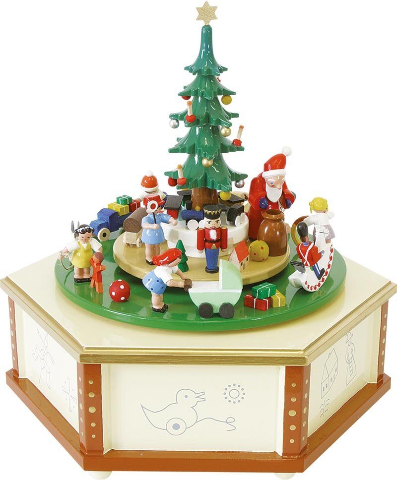 Erzgebirge Weihnachtsbescherung, Richard Handwerkskunst Glaesser Spieldose Spieluhr original